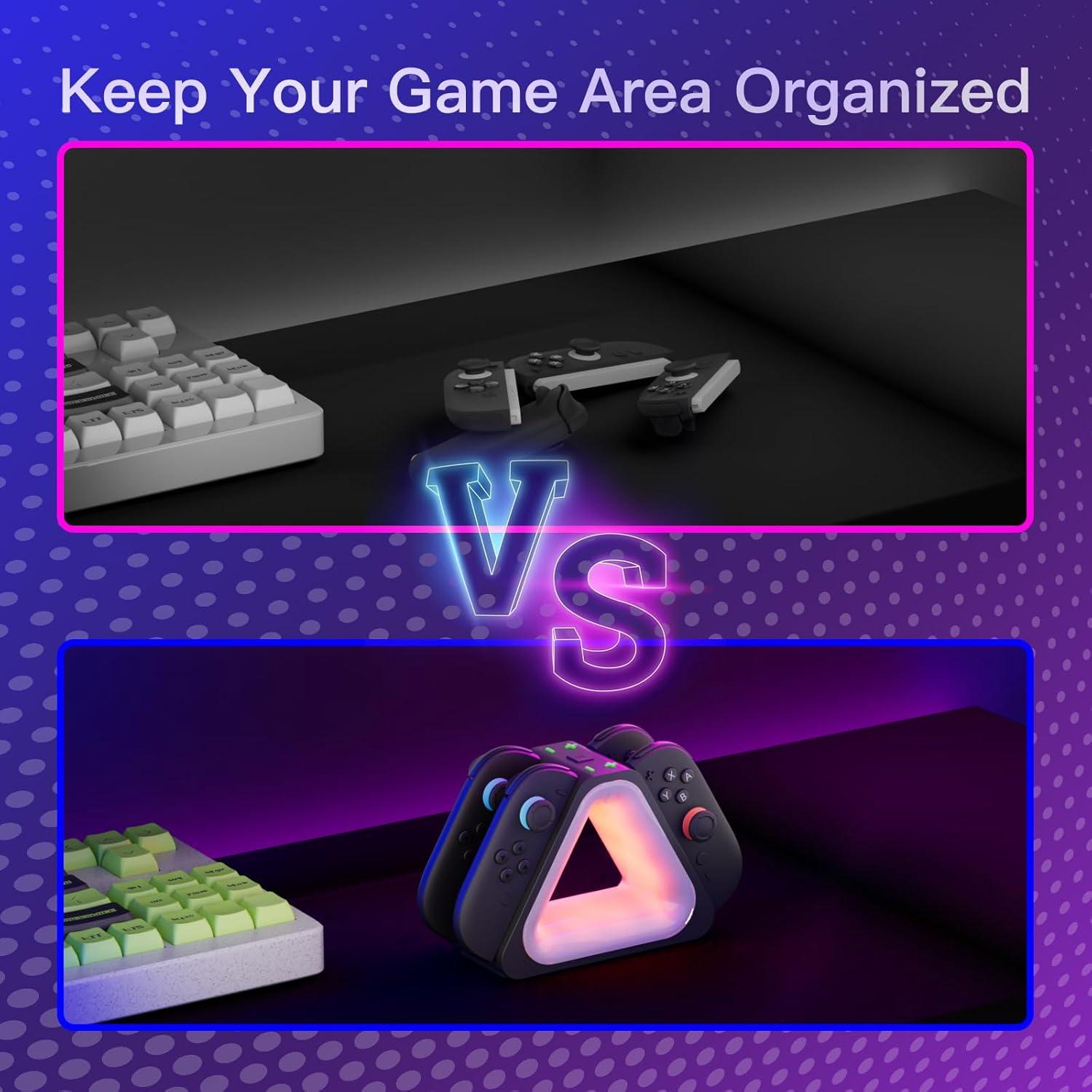 Dock de Carga Rápida Hosanwell para Joy-Con Switch 2 - 4 Controladores