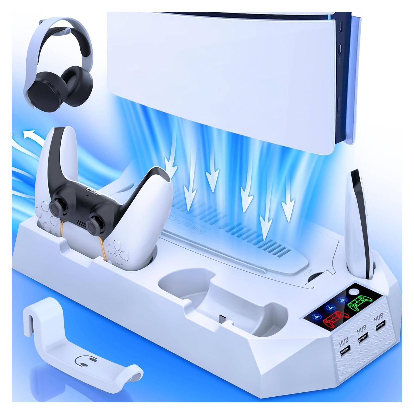 Estación de Enfriamiento PS5 Slim Pro - Cargador Doble y Ventilador