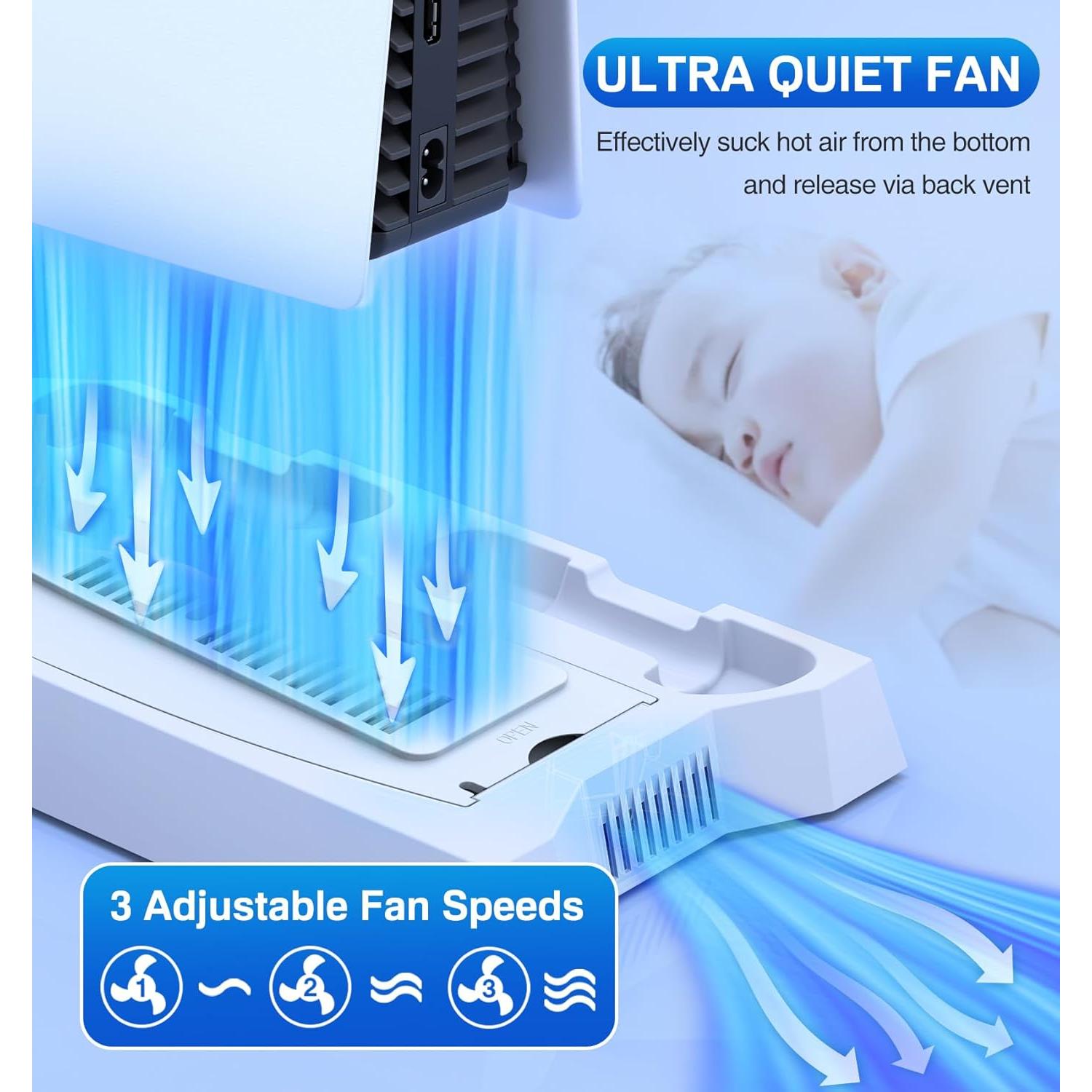 Estación de Enfriamiento PS5 Slim Pro - Cargador Doble y Ventilador