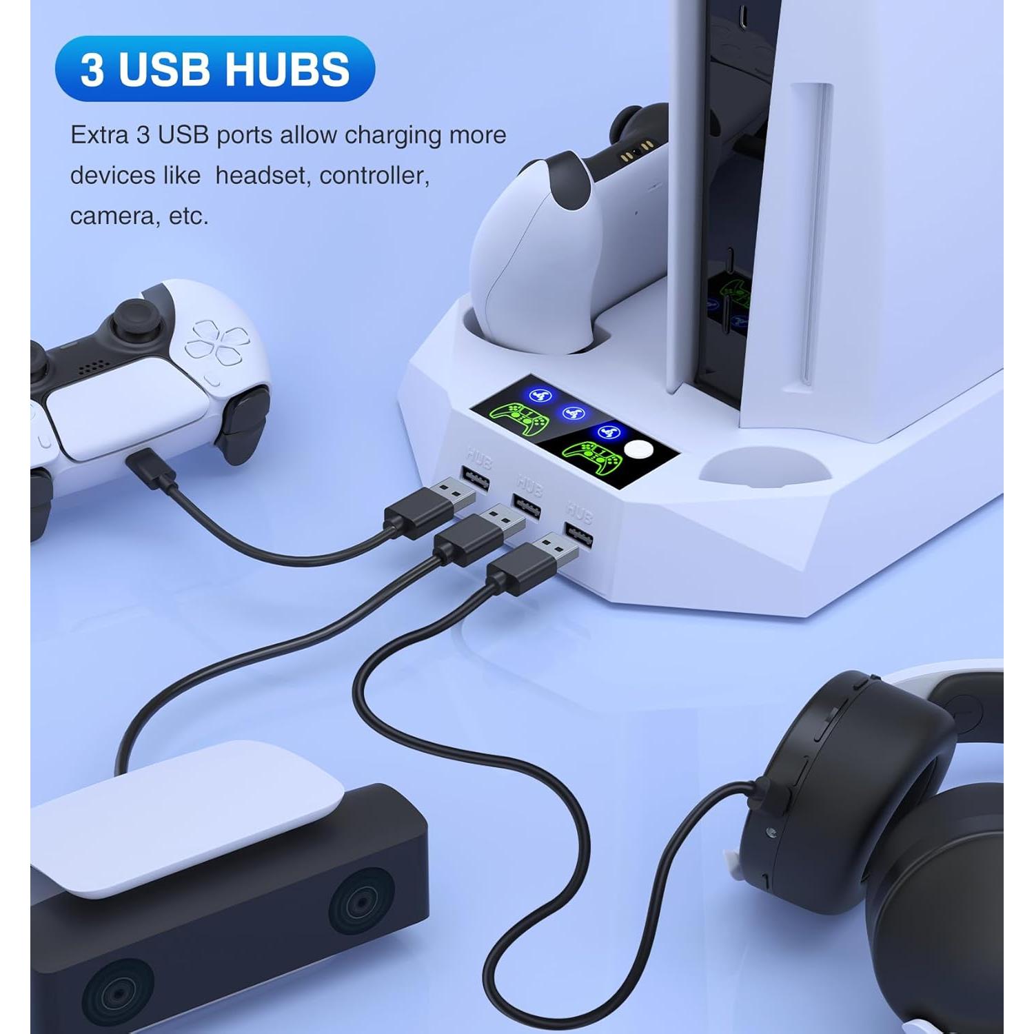 Estación de Enfriamiento PS5 Slim Pro - Cargador Doble y Ventilador