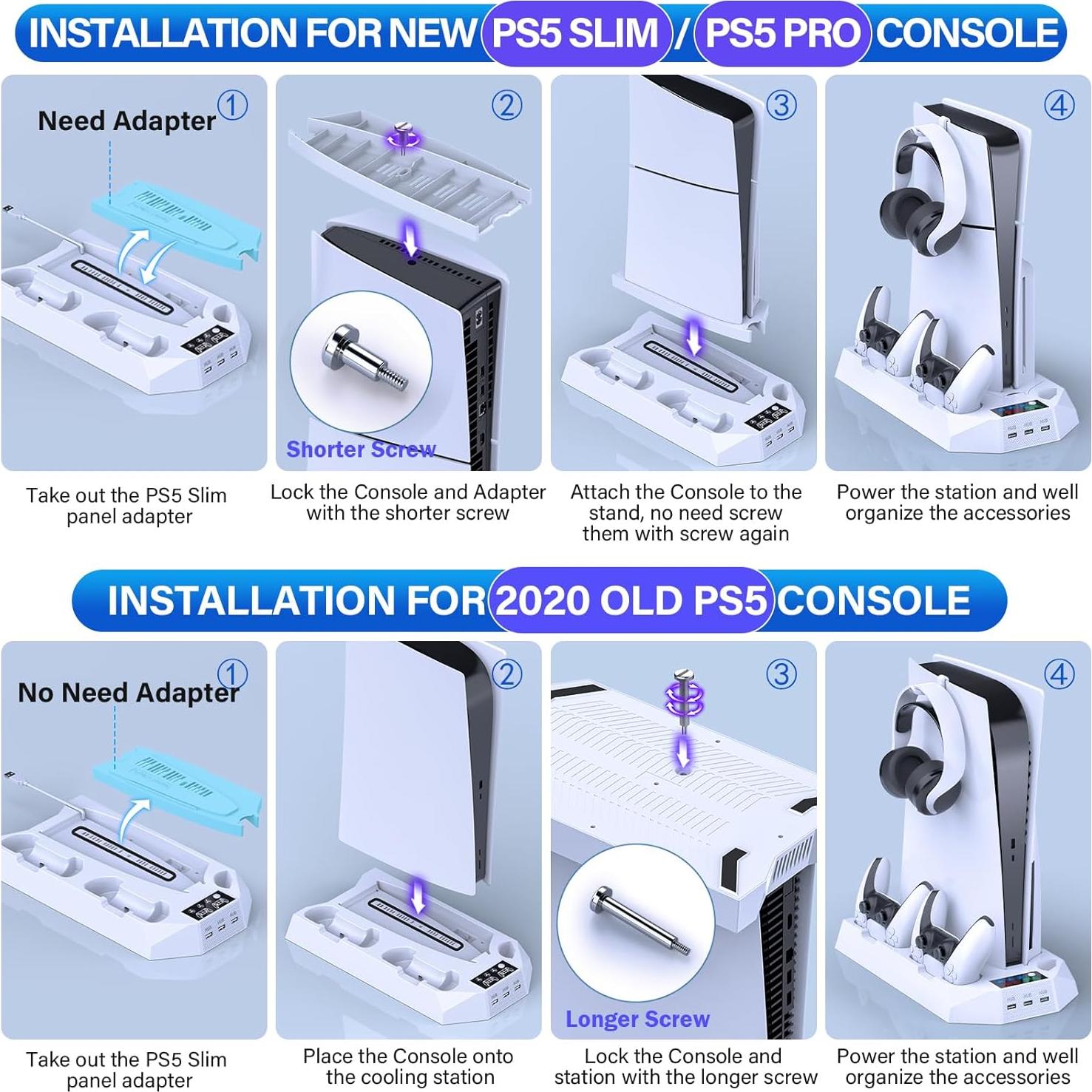Estación de Enfriamiento PS5 Slim Pro - Cargador Doble y Ventilador