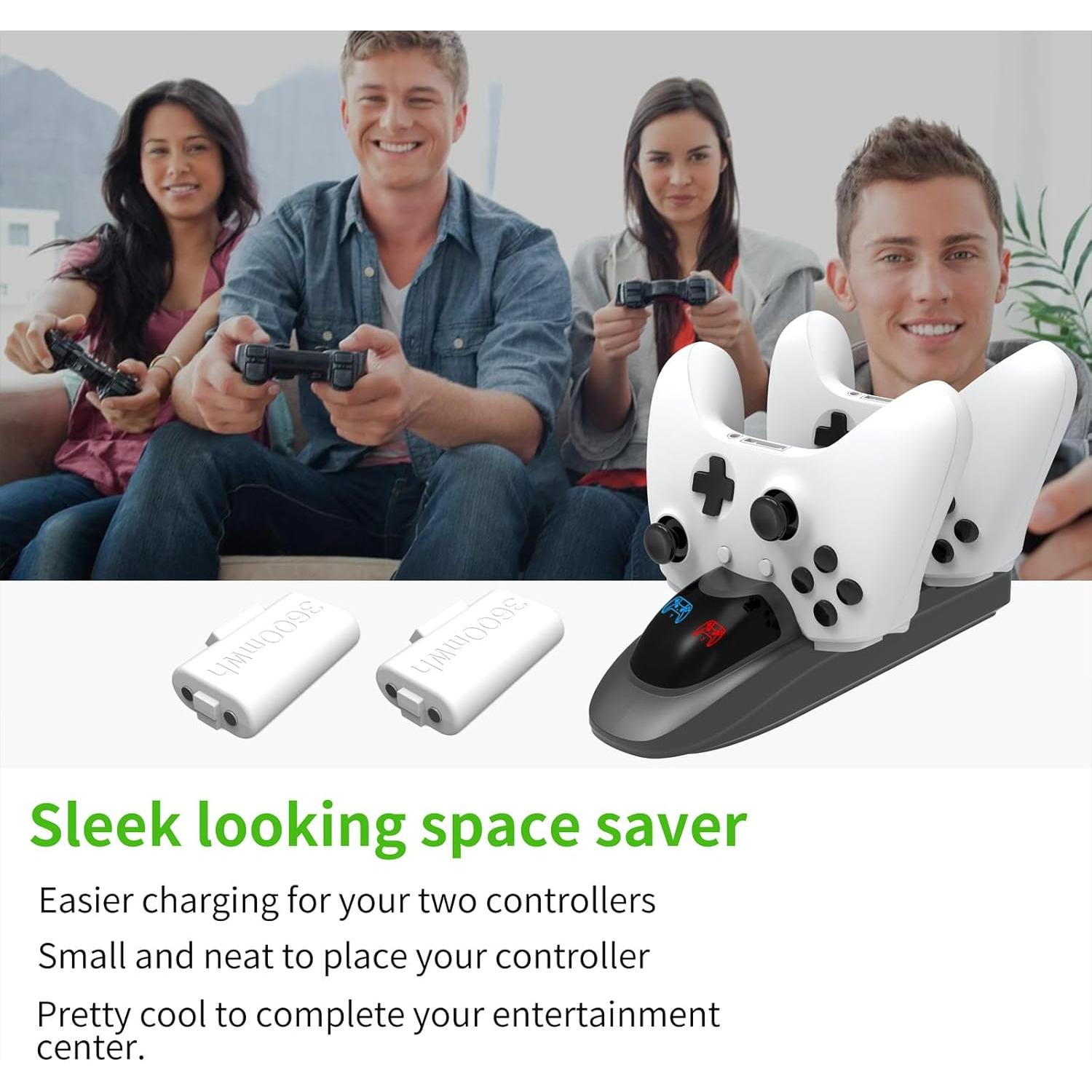 Estación de Carga iPLYGAM para Controladores Xbox con 2 Baterías 3600mAh