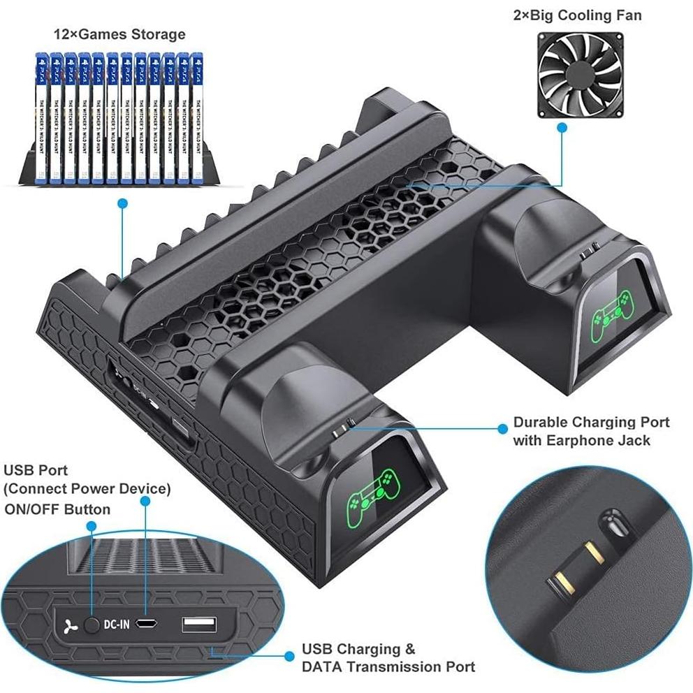 Soporte OIVO para PS4 con Ventilación y Carga Dual