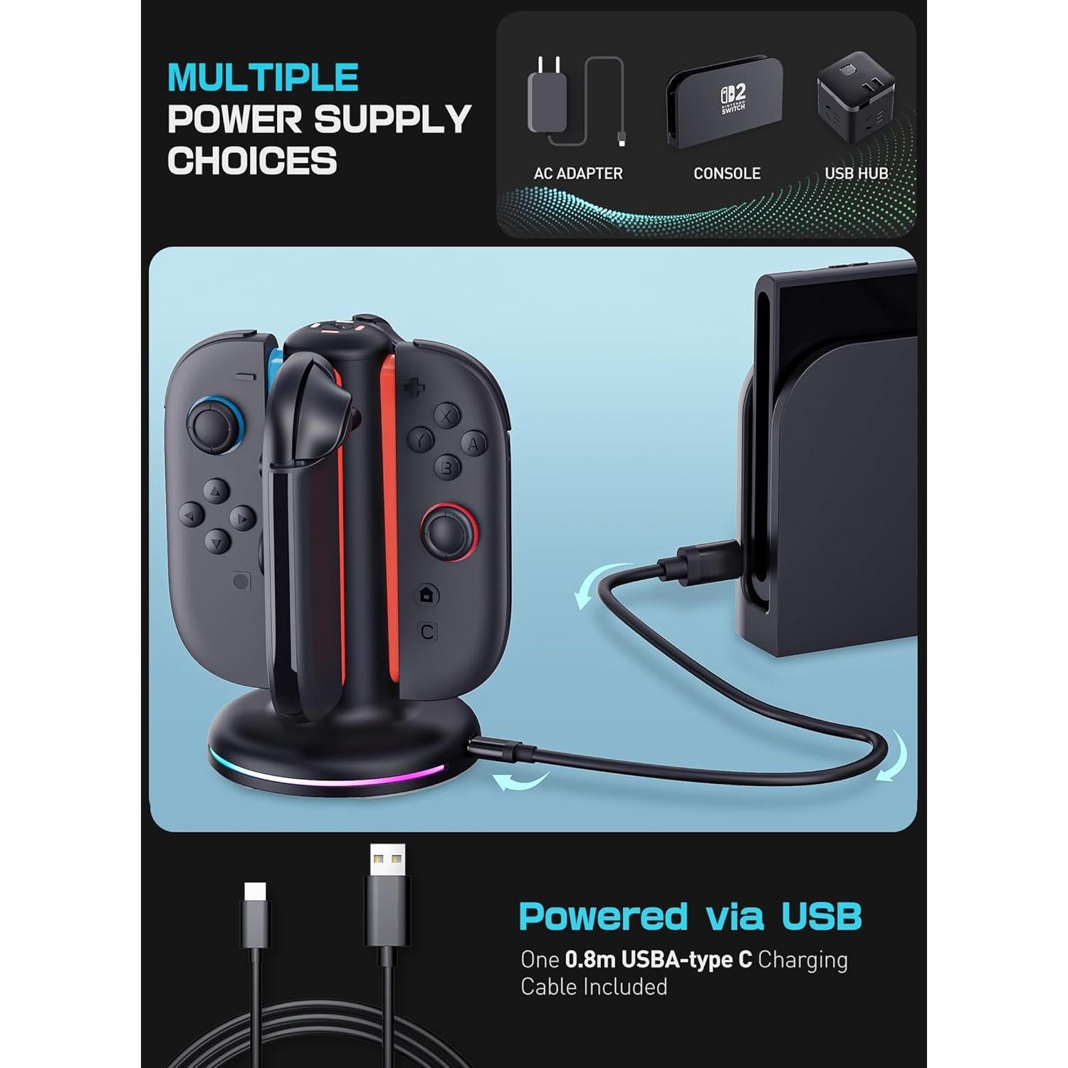 Estación de Carga Mumba para Nintendo Switch 2 Joy-Con 4 en 1