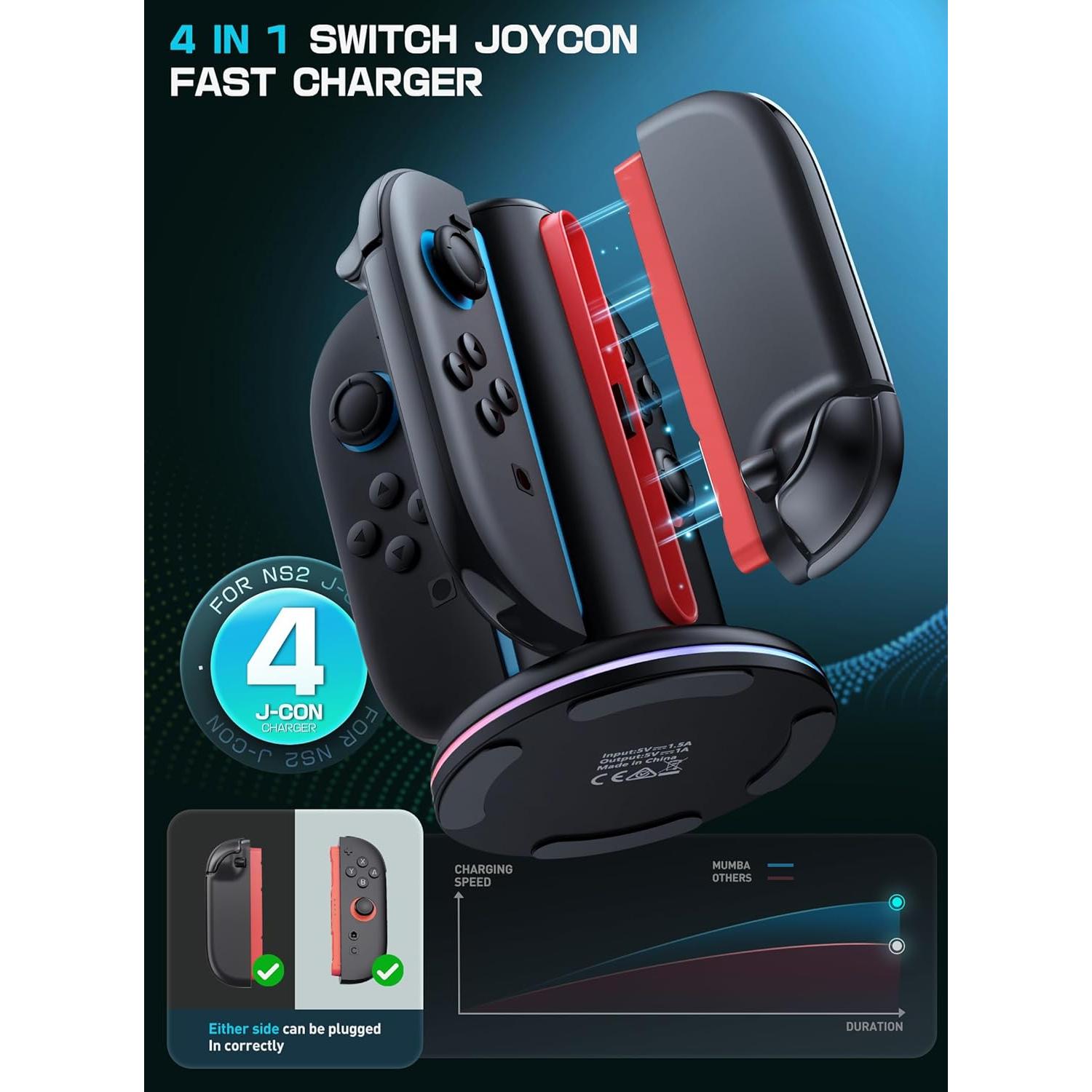 Estación de Carga Mumba para Nintendo Switch 2 Joy-Con 4 en 1