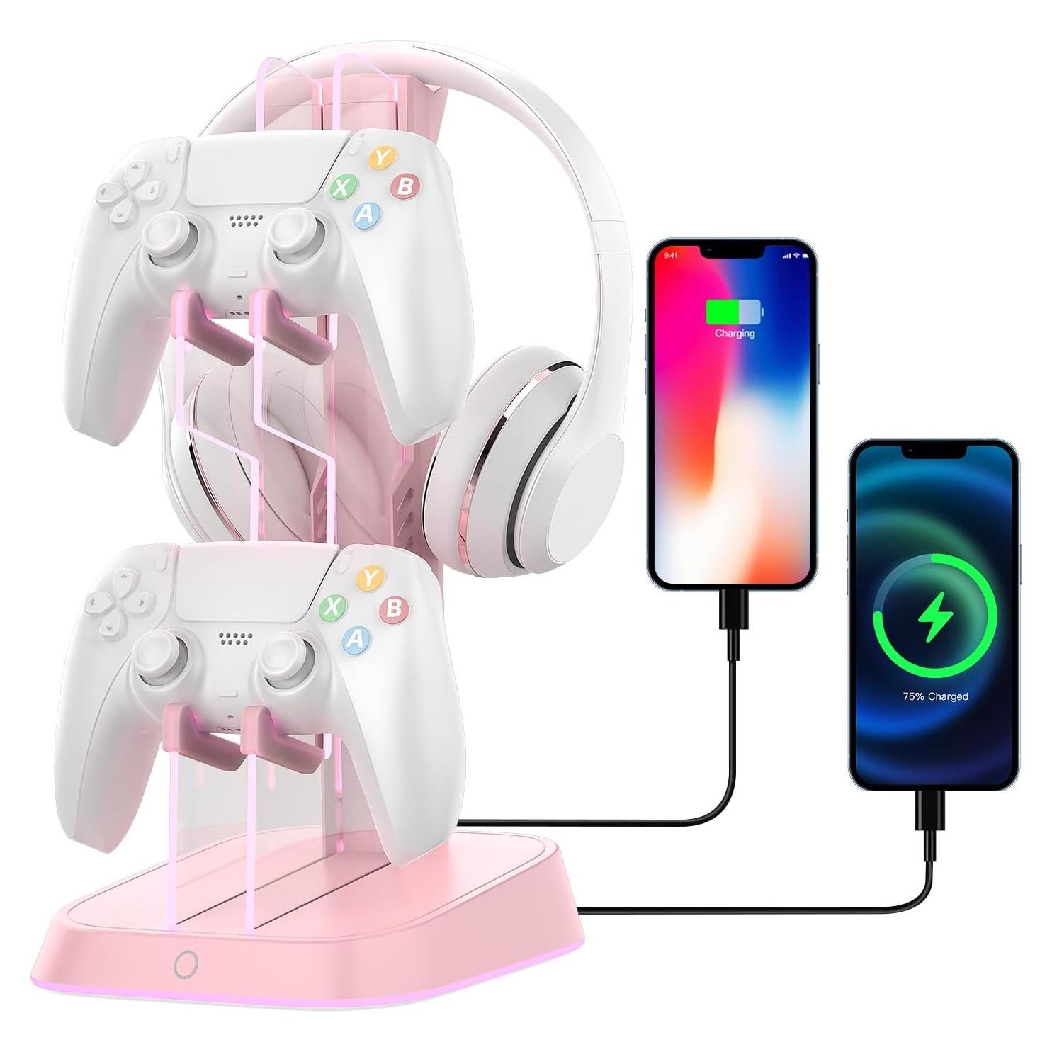 Soporte para Controladores Xbox BIFONODKR Rosa con Carga USB y RGB