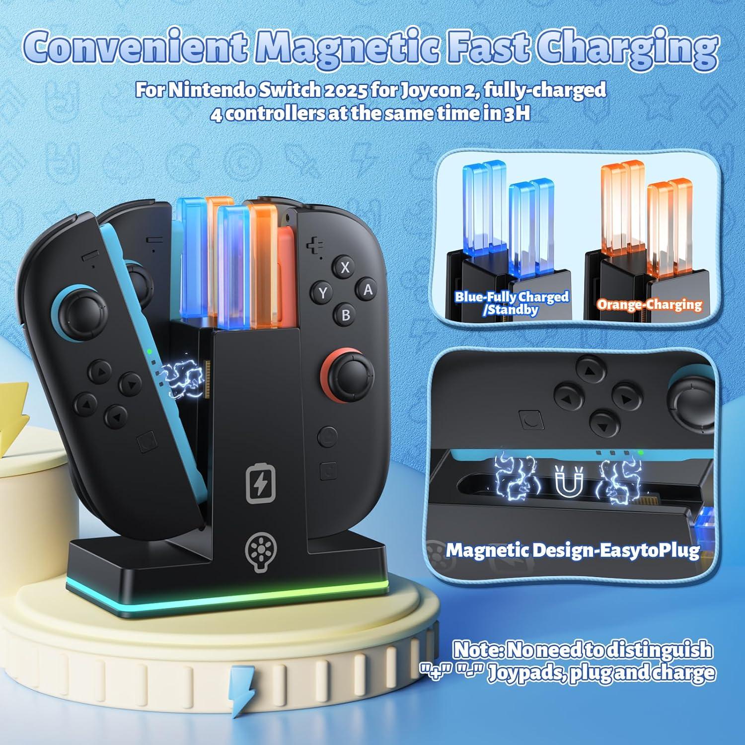 Estación de Carga Rápida FASTSNAIL para Joy-Con Switch 2