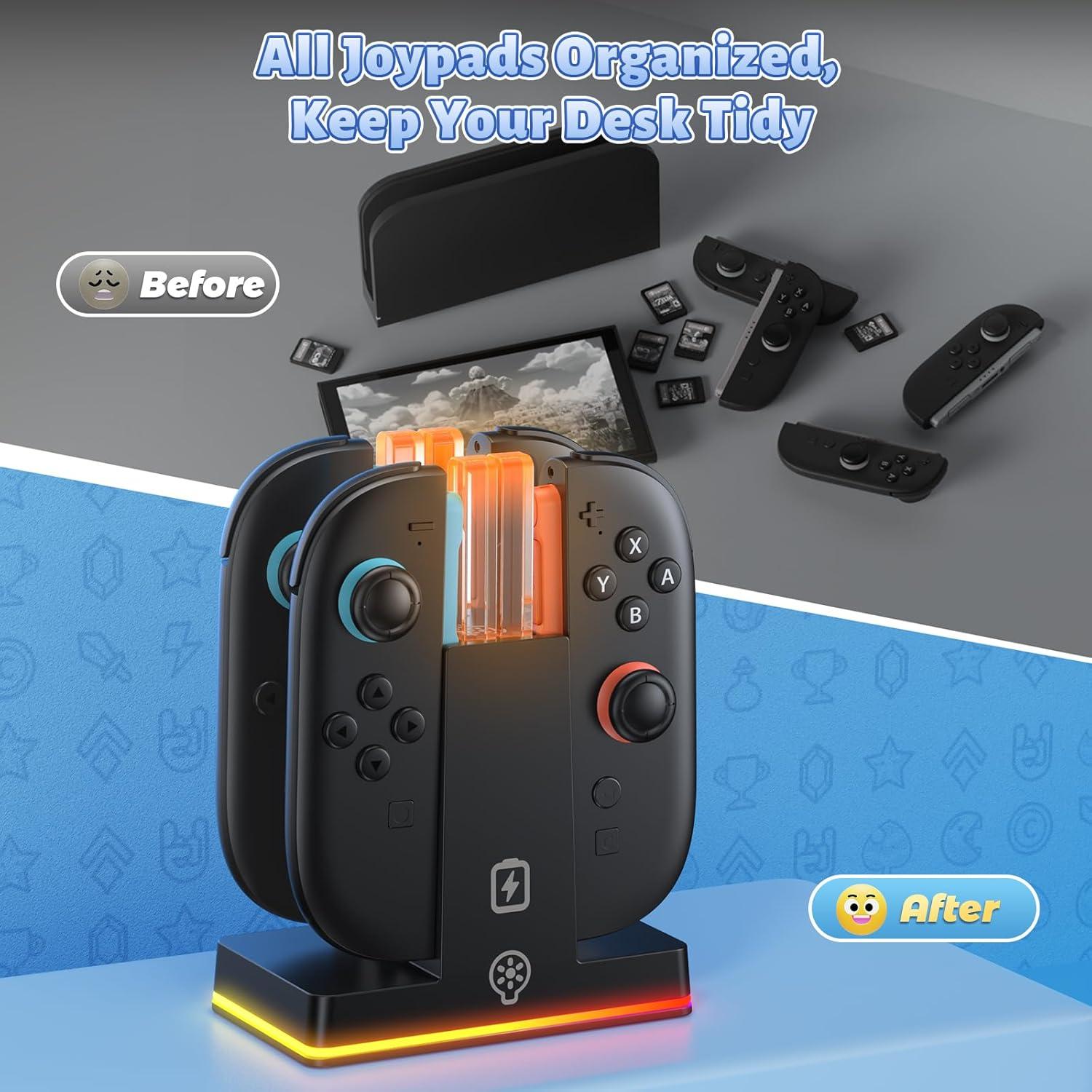 Estación de Carga Rápida FASTSNAIL para Joy-Con Switch 2