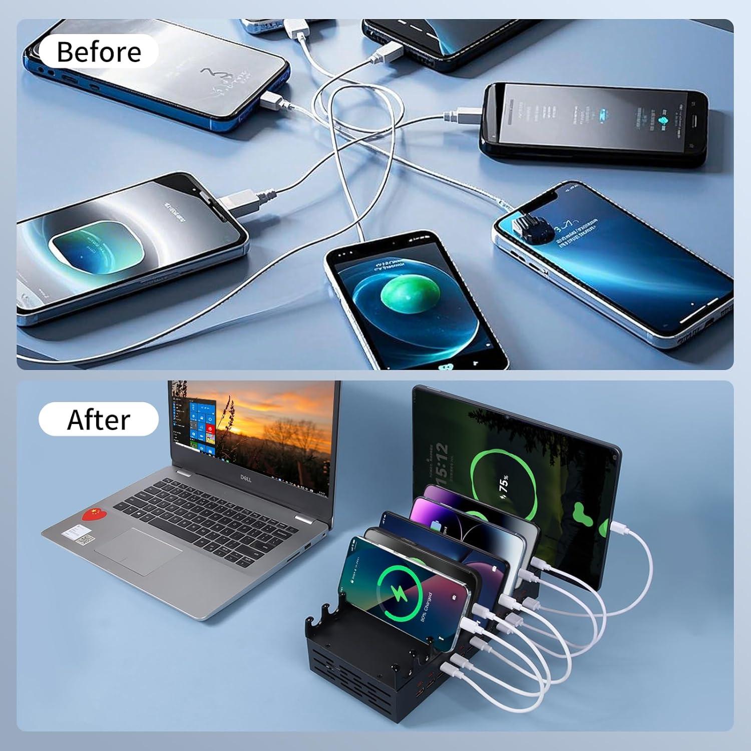 Estación de Carga Rápida USB Yoodarmx 300W 24 Puertos