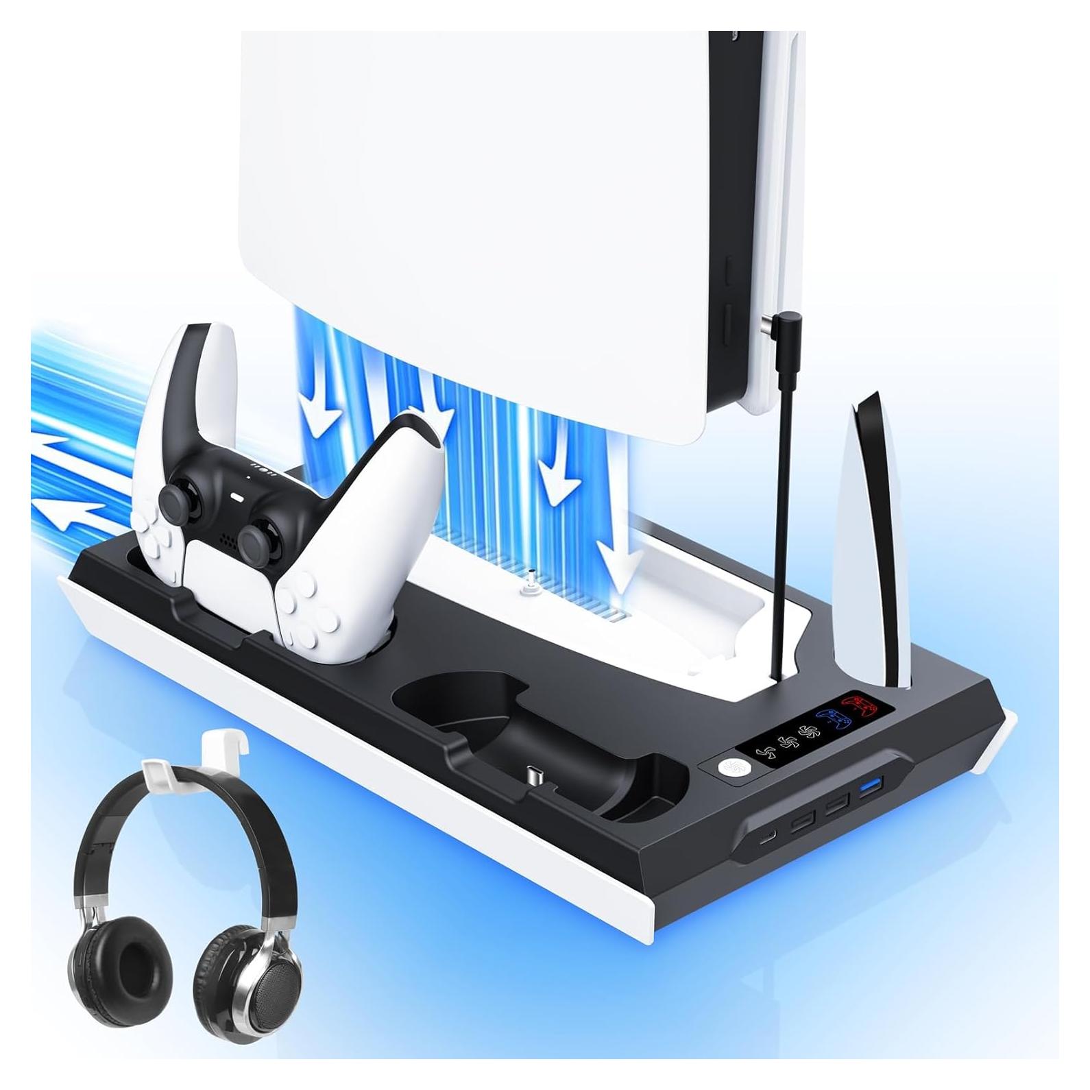 Estación de Enfriamiento y Carga Doble PS5 Fivtek Negro