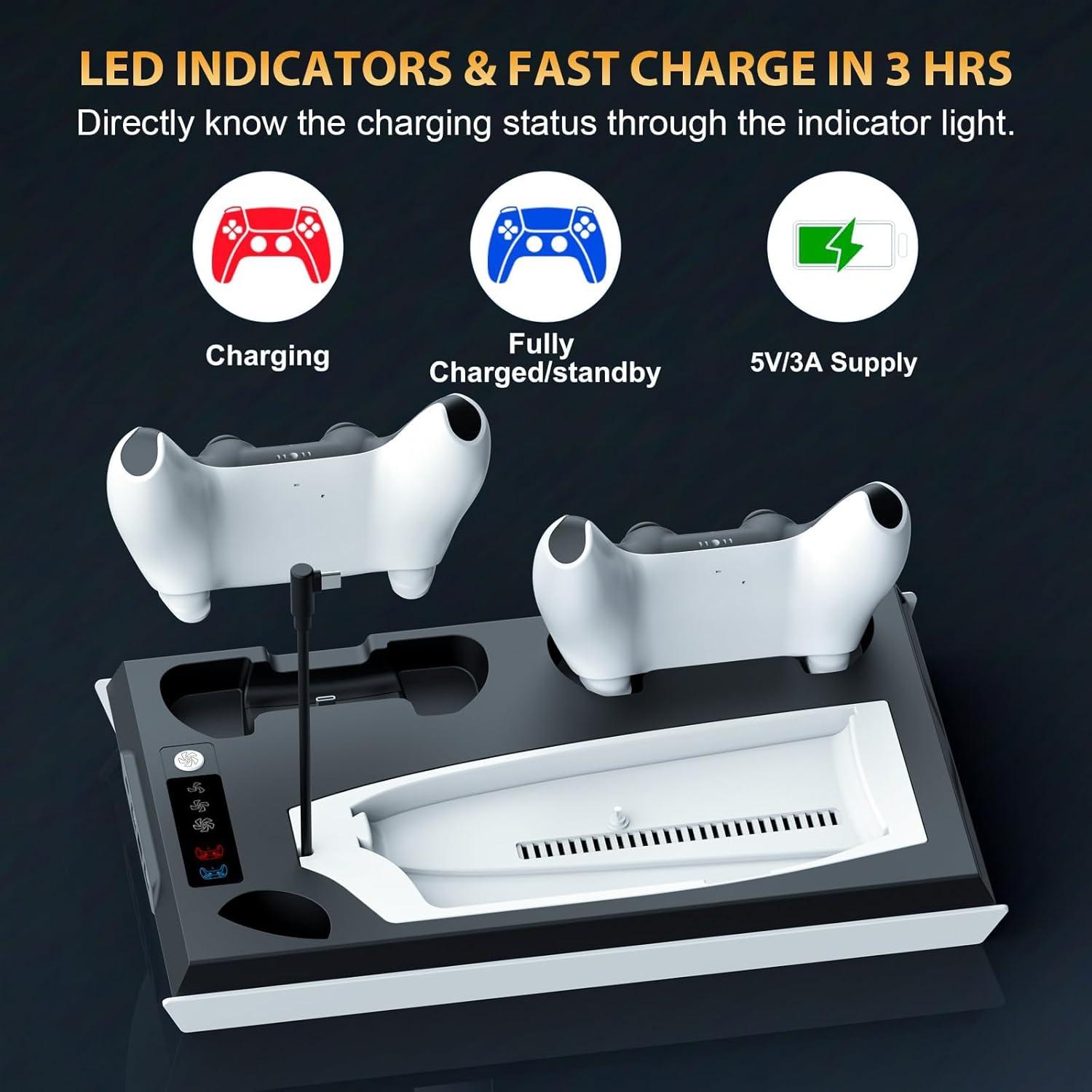 Estación de Enfriamiento y Carga Doble PS5 Fivtek Negro