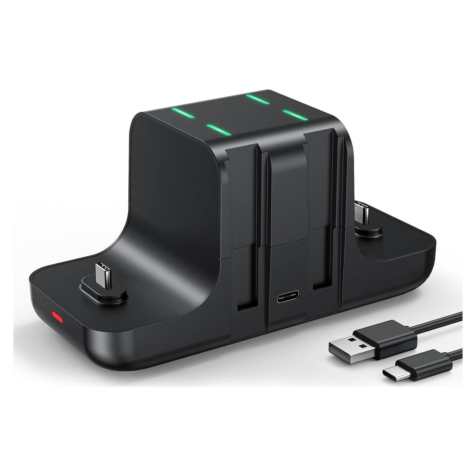 Cargador Dock NEWDERY 6-en-1 para Joy Cons y Controlador Pro