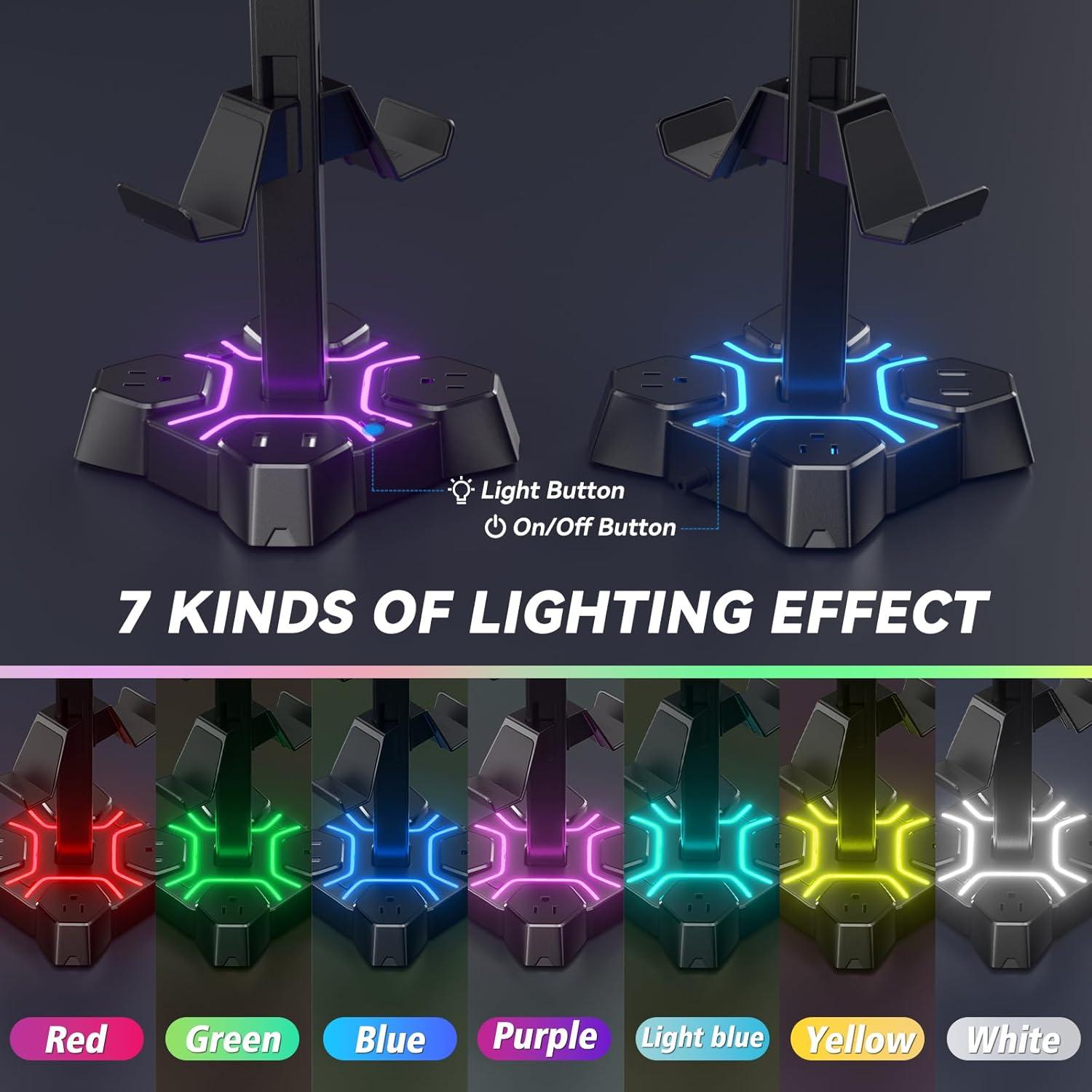 Soporte para Auriculares KDD con Cargador USB y 3 Salidas CA