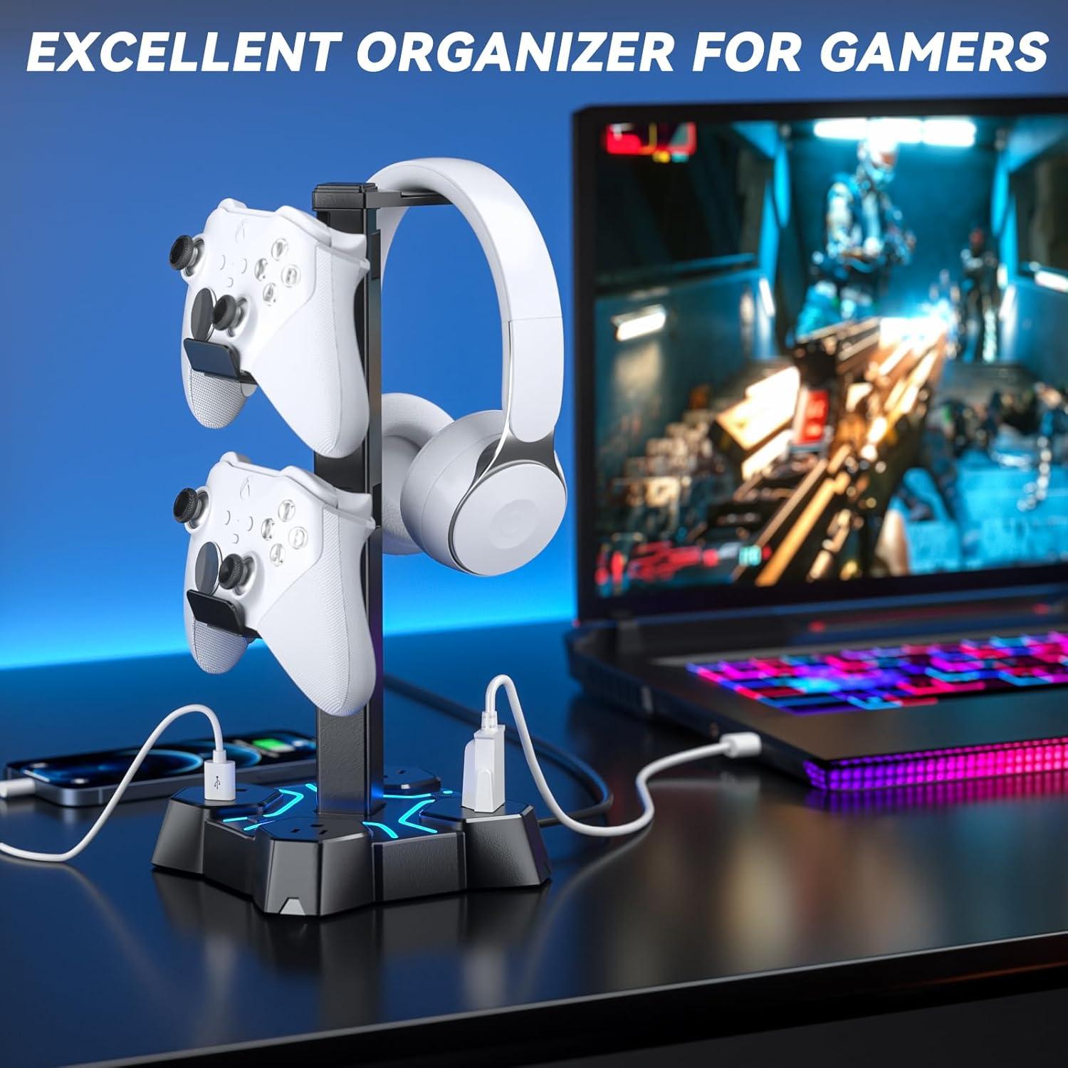 Soporte para Auriculares KDD con Cargador USB y 3 Salidas CA