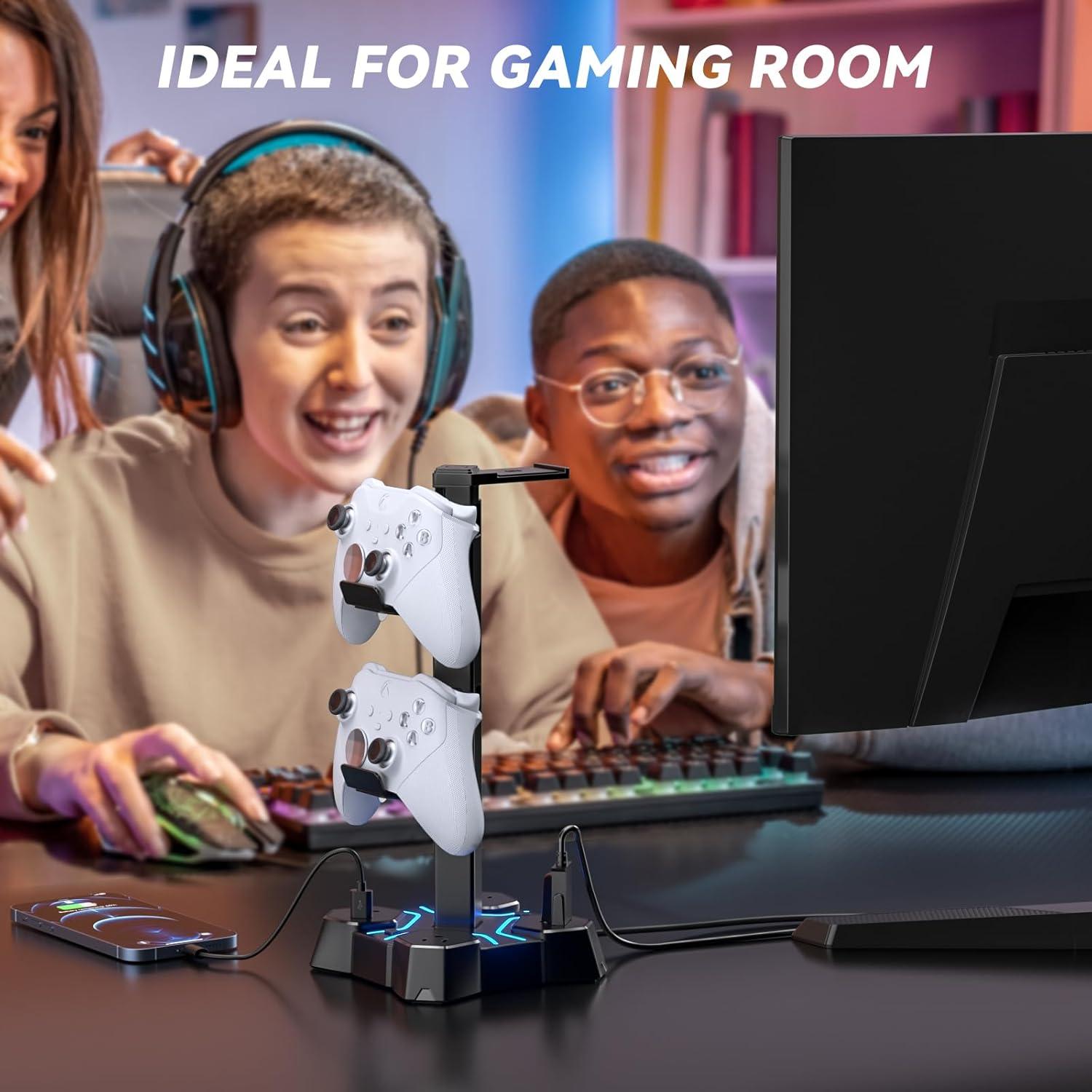 Soporte para Auriculares KDD con Cargador USB y 3 Salidas CA