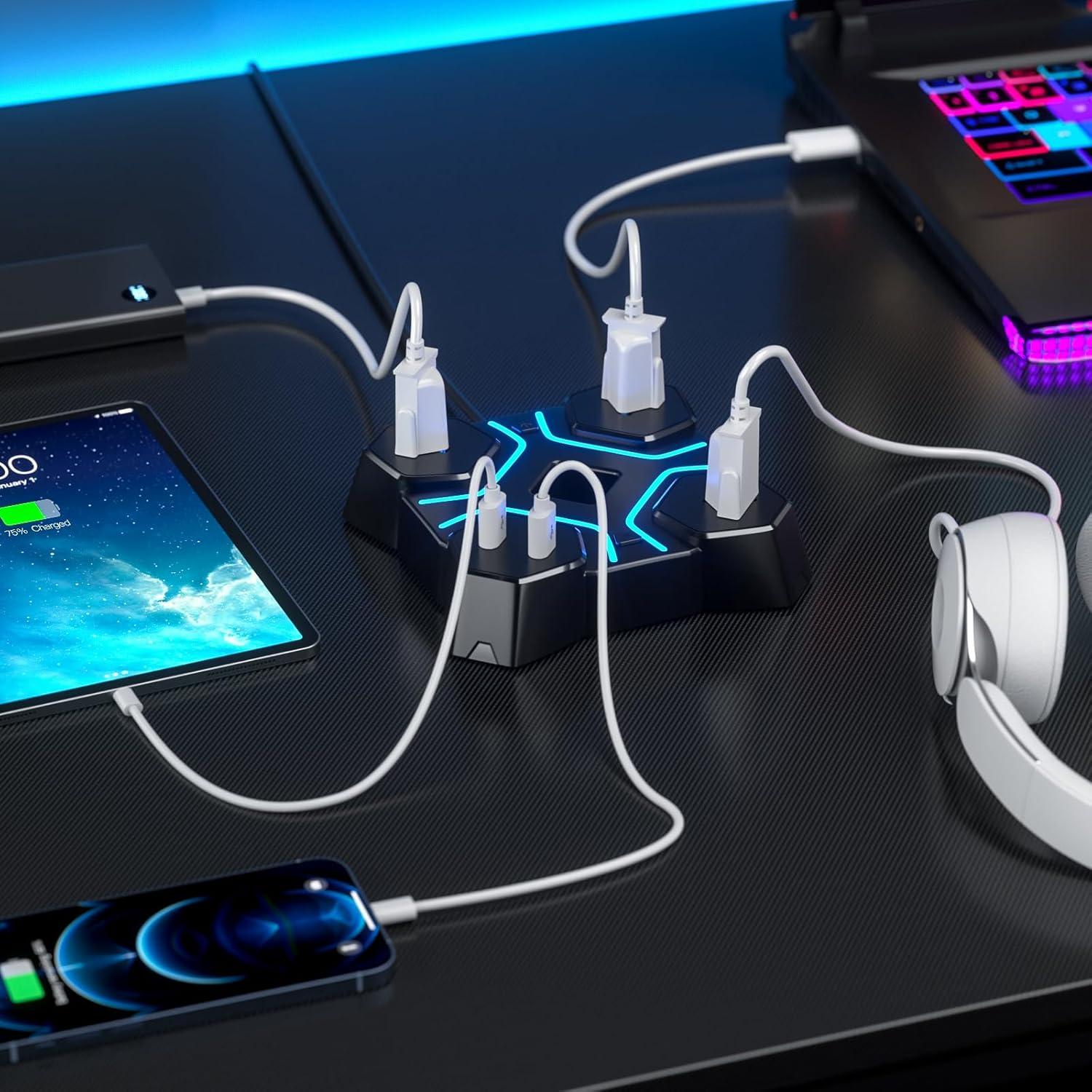 Soporte para Auriculares KDD con Cargador USB y 3 Salidas CA