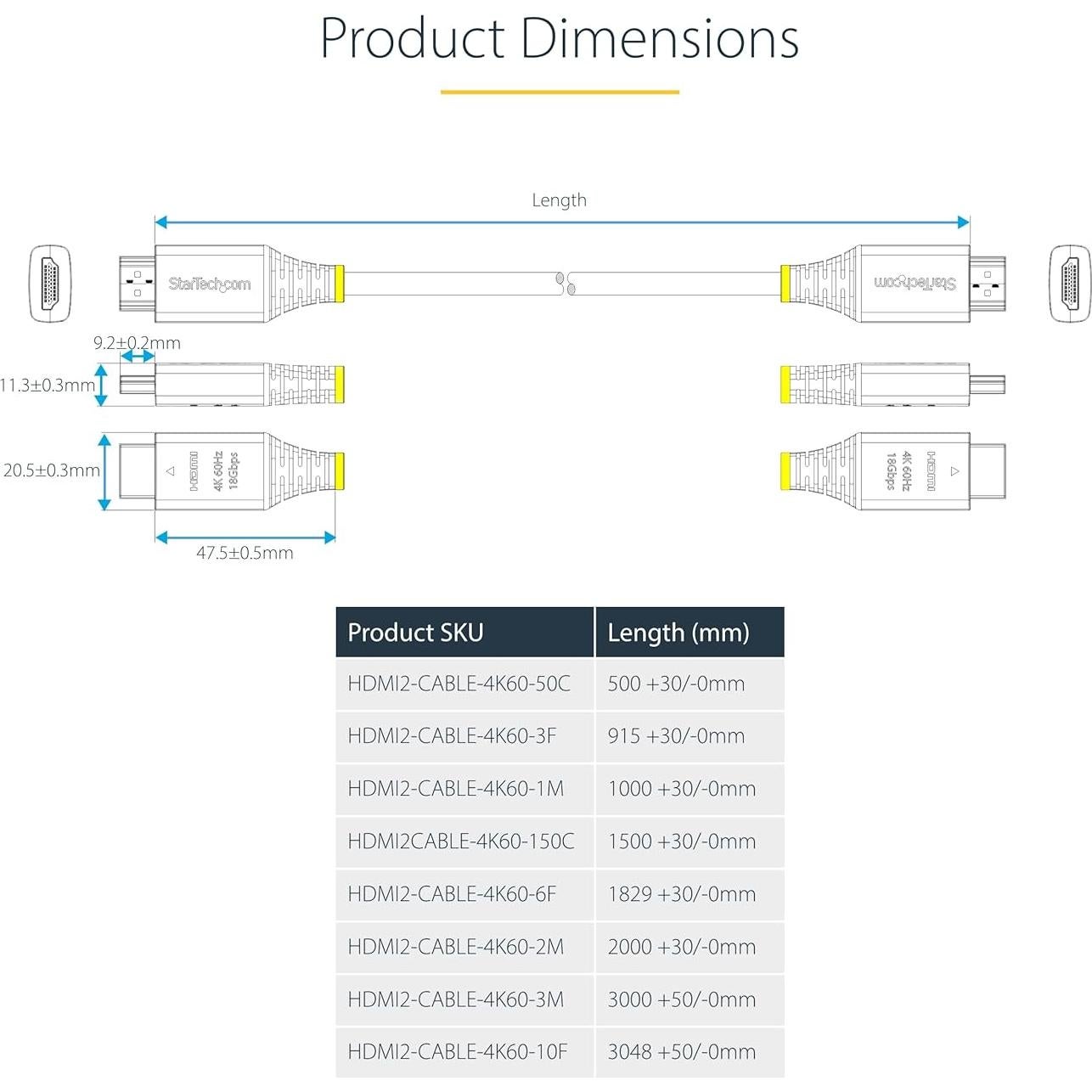 Cable HDMI 2.0 StarTech 1.8m 4K 60Hz 18Gbps TPE
