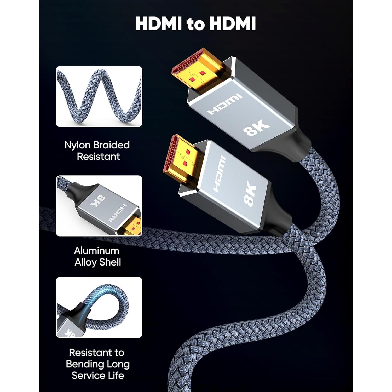 Cable HDMI 2.1 Capshi 9.14m 48Gbps 8K 4K@120Hz Trenzado