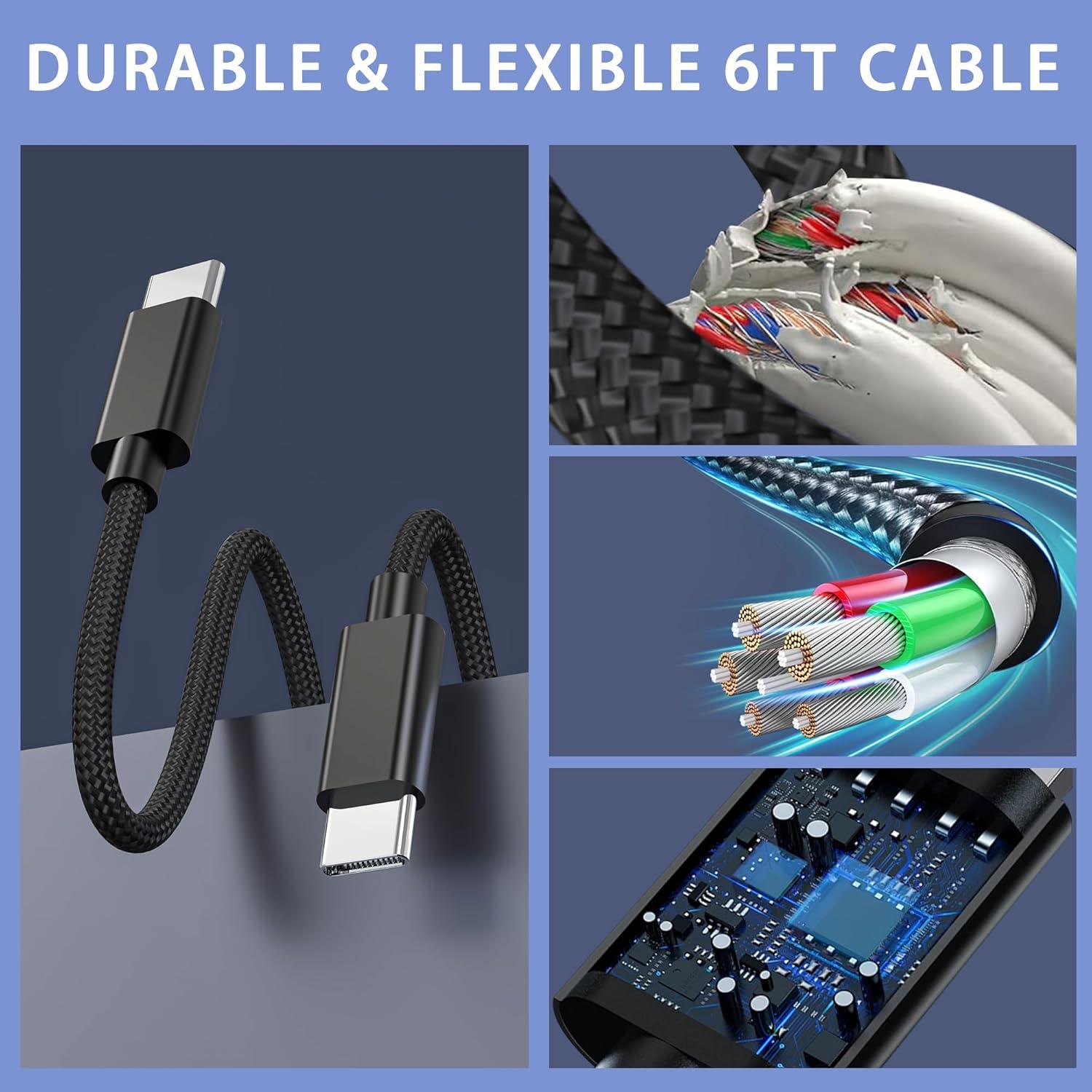 Cargador de pared USB C 67W QIOUZW, 3 puertos, GaN, Negro