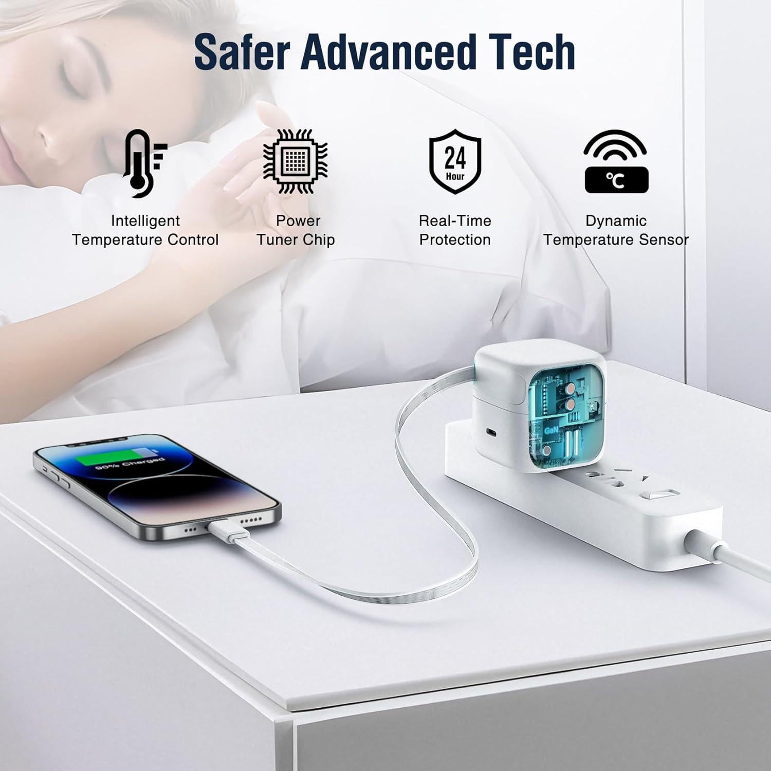 Cargador de Pared Retráctil DreamBee 35W con Cable Tipo C 80cm