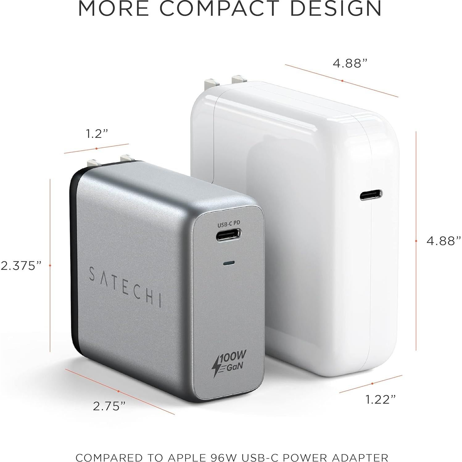 Cargador de pared USB-C PD Satechi 100W GaN - Compatible MacBook