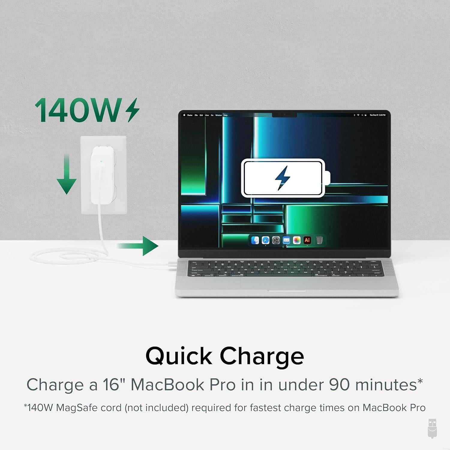 Cargador USB C Plugable 140W GaN para Laptop y Dispositivos