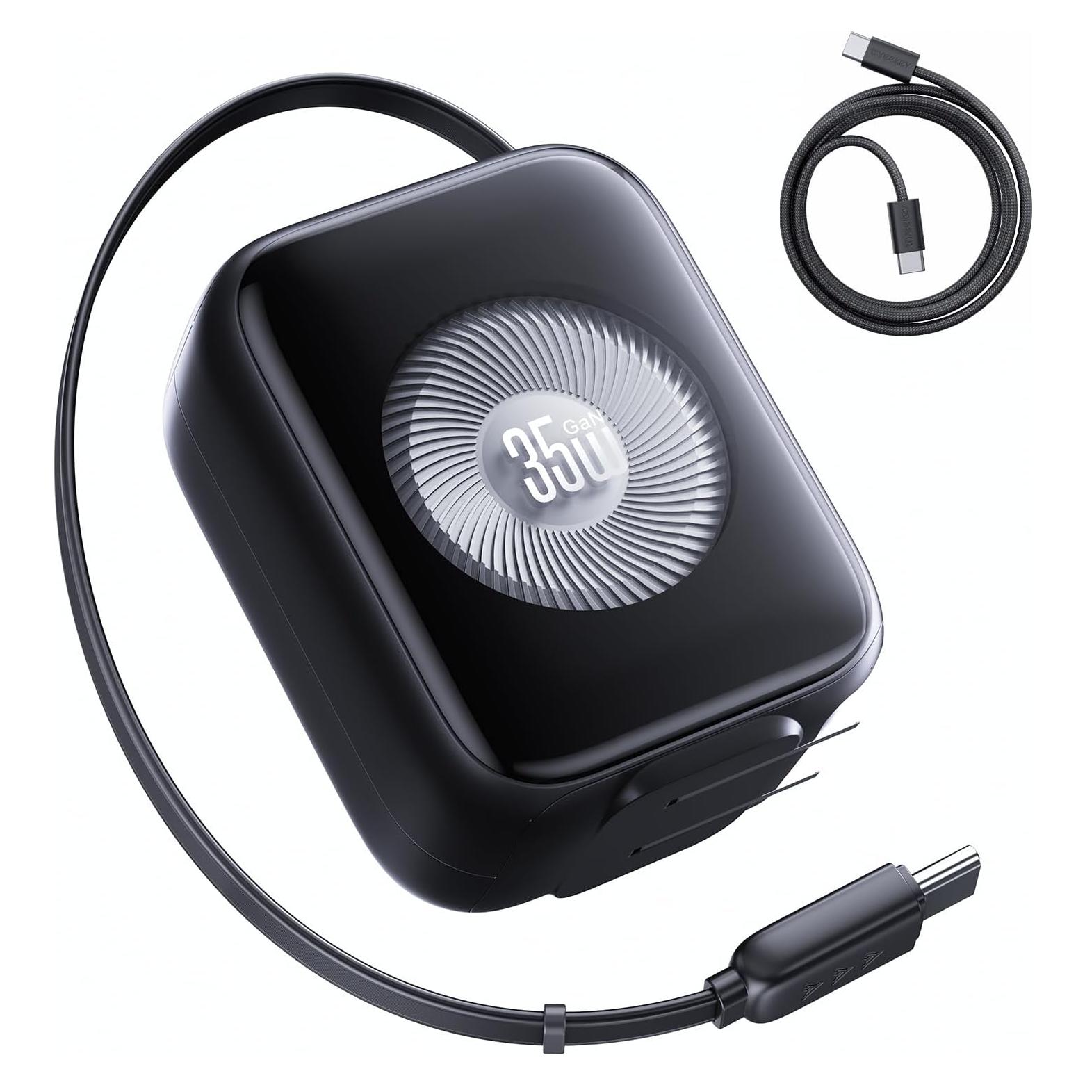 Cargador de Pared Retráctil 35W GaN3 Threekey USB-C para Viajes