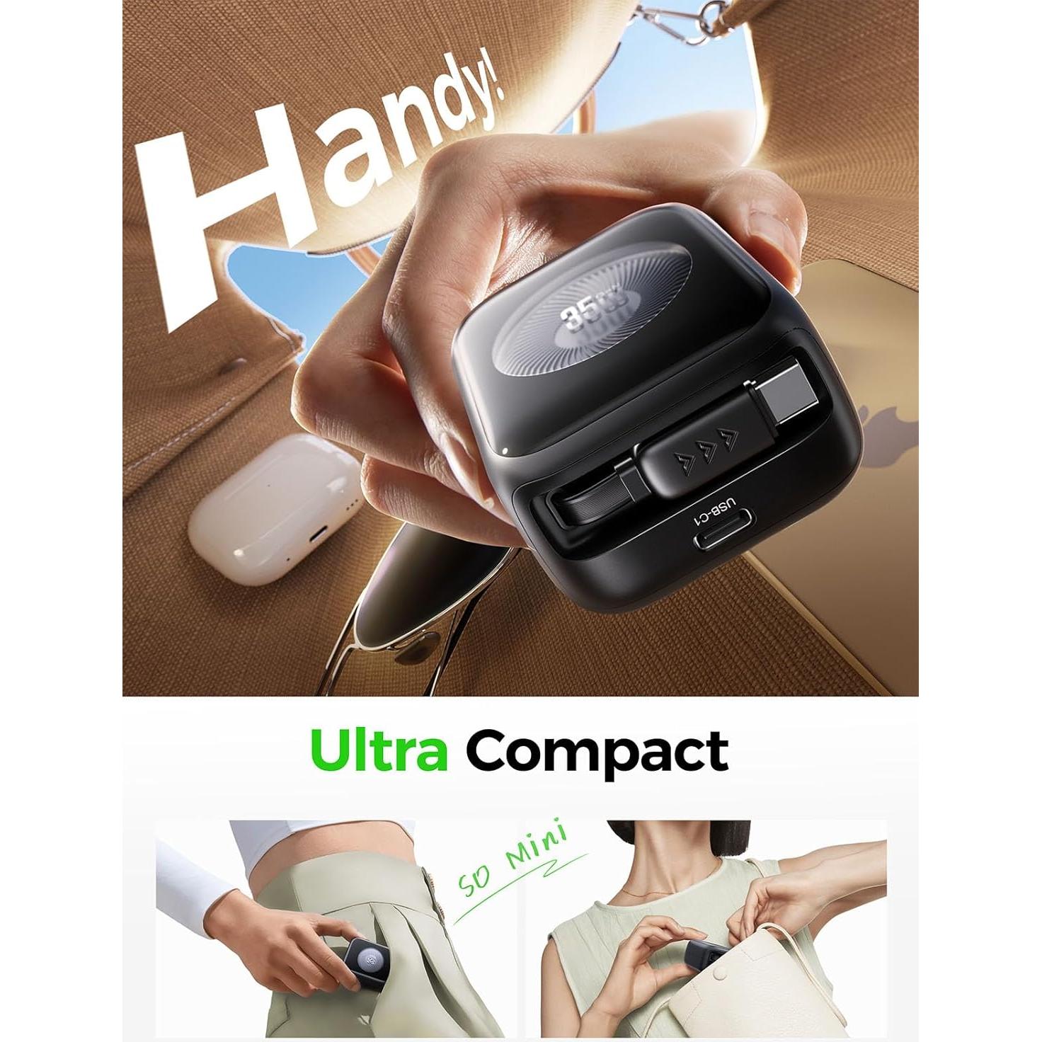 Cargador de Pared Retráctil 35W GaN3 Threekey USB-C para Viajes