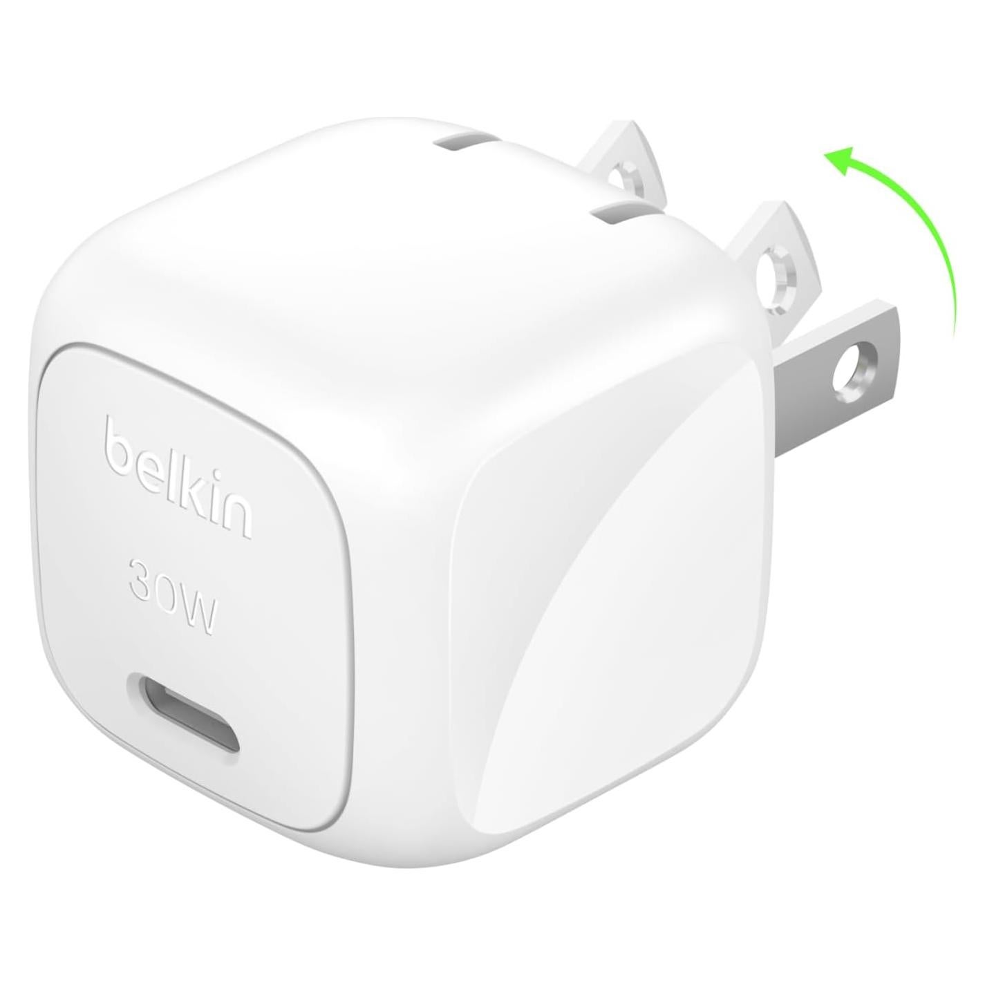 Cargador de Pared USB-C Belkin 30W Carga Rápida para iPhone y Galaxy