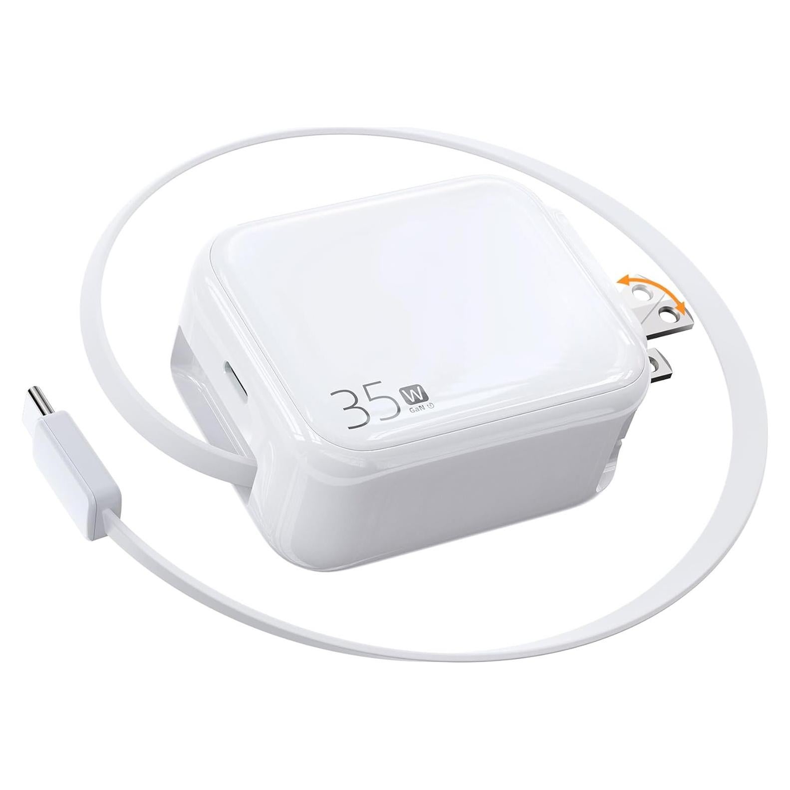 Cargador de pared USB-C 35W Huizhou con cable retráctil
