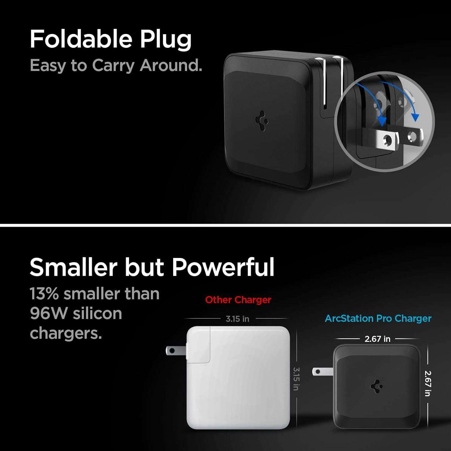 Cargador USB-C 100W Spigen GaN II Plegable para MacBook y iPhone