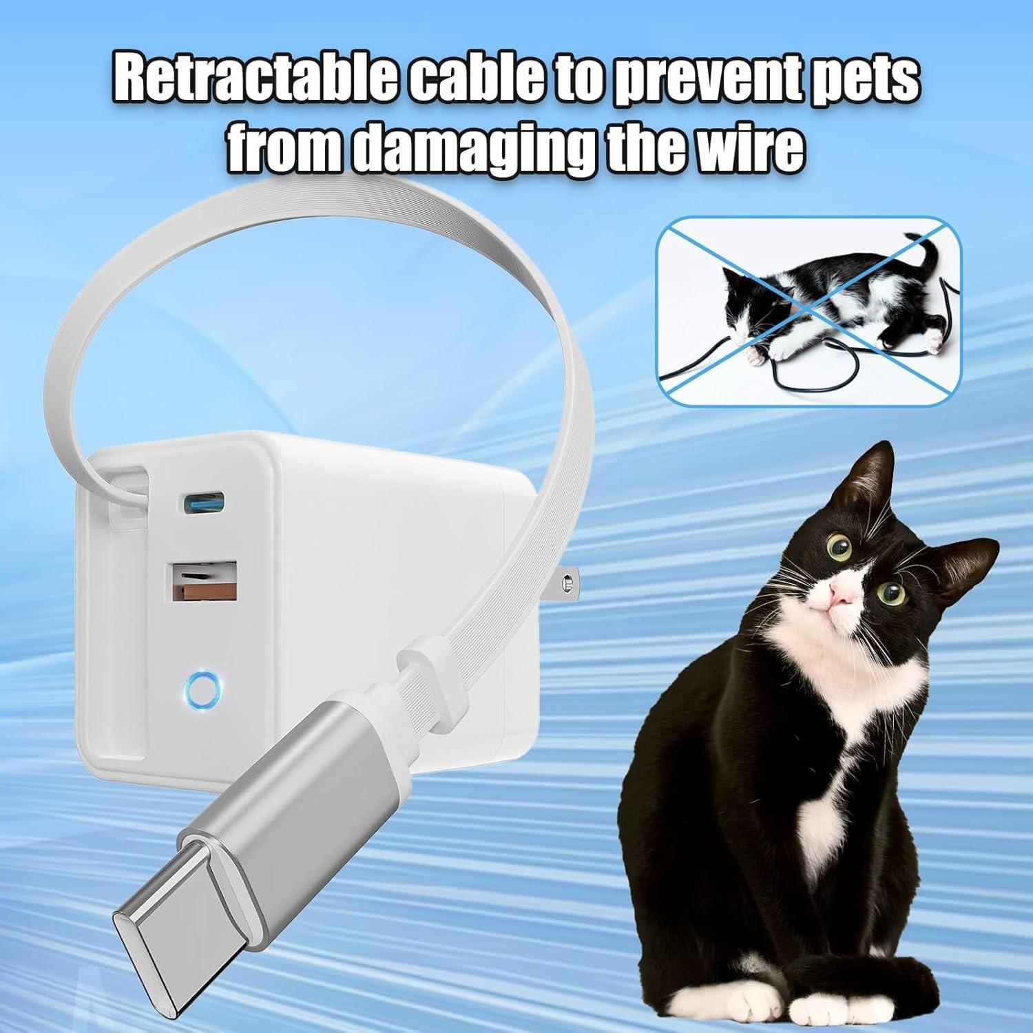 Cargador USB C Retráctil 65W Gan para iPad y Smartphones