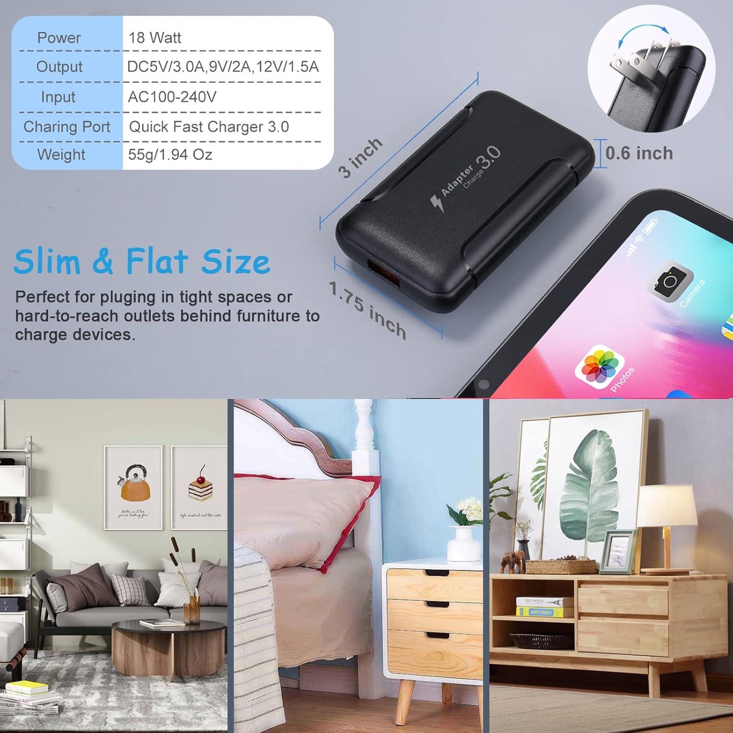 Cargador de Pared USB Rápido Costyle 18W 2 Paquete Negro