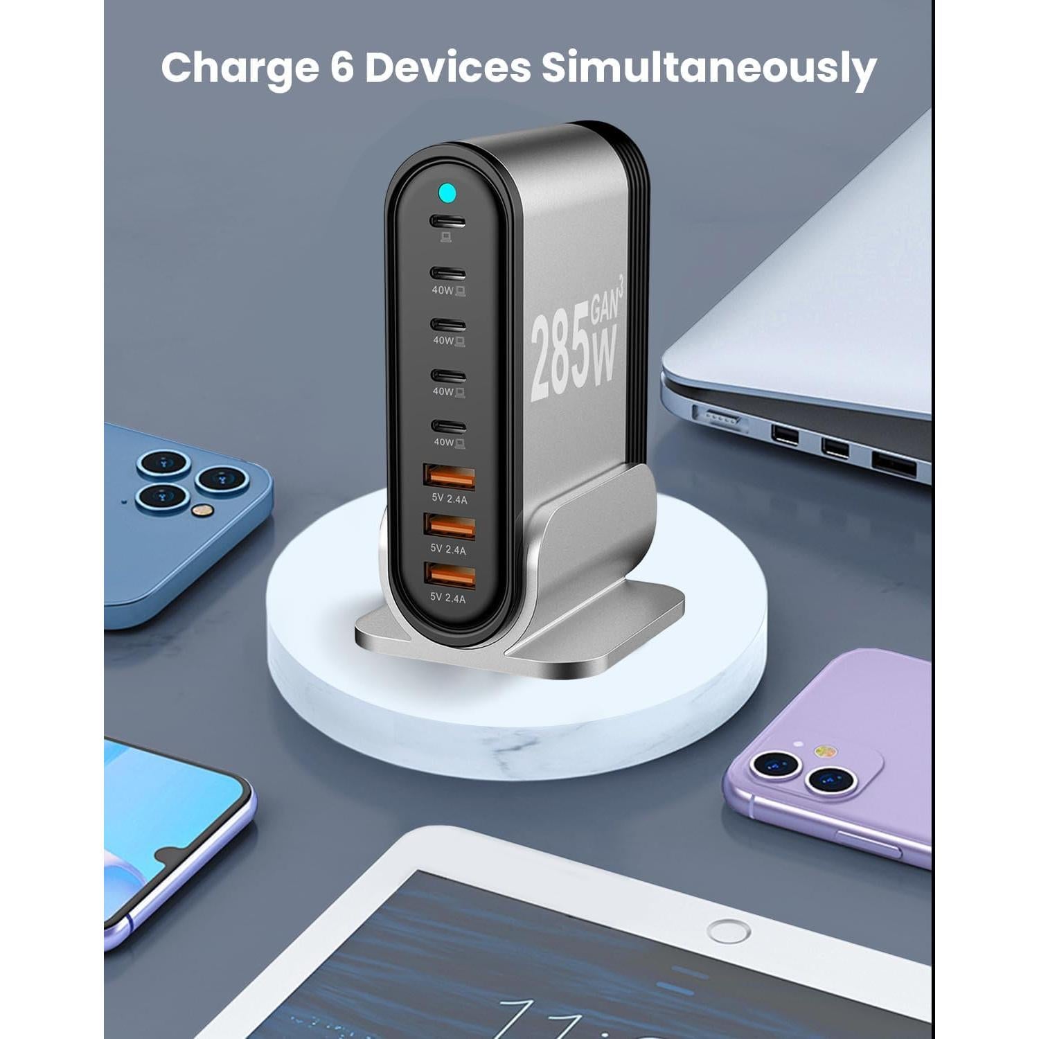 Cargador Rápido USB C 285W 8 Puertos SHENZHEN OFSPOWER