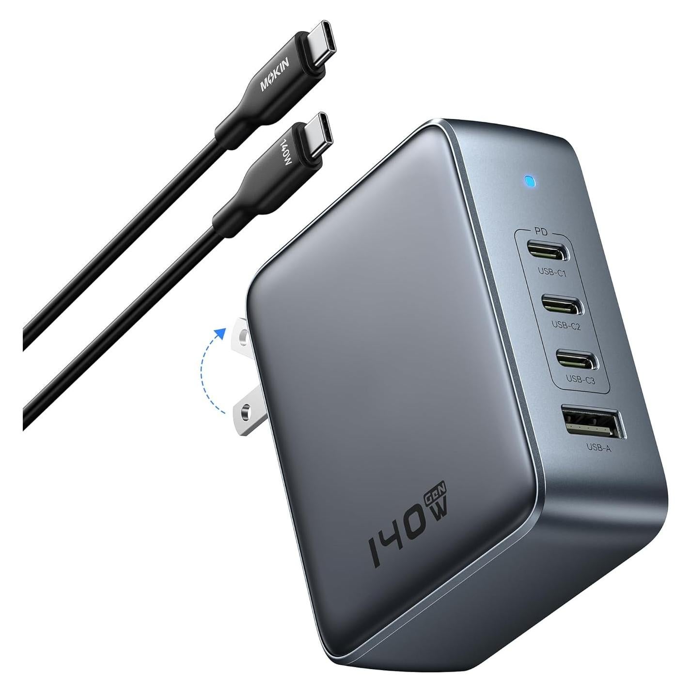 Cargador USB C 140W C-Smartlink, 4 Puertos, Compacto