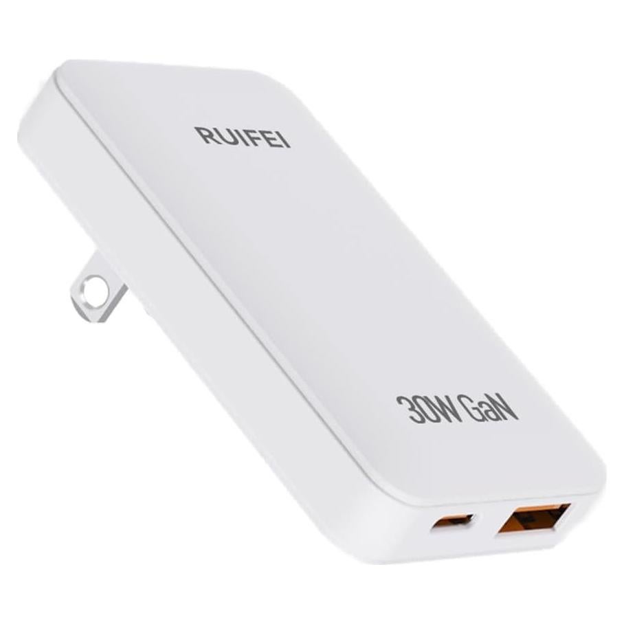 Cargador USB C 30W RUIFEI Doble Puerto Carga Rápida Blanco