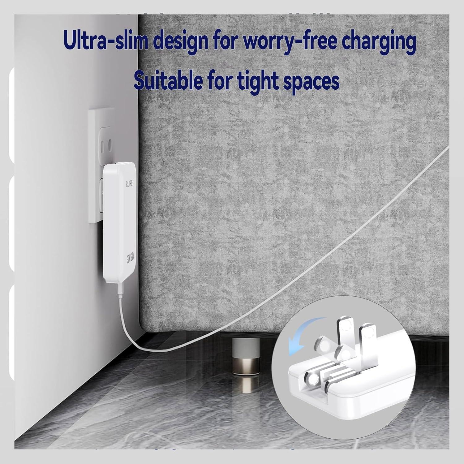 Cargador USB C 30W RUIFEI Doble Puerto Carga Rápida Blanco