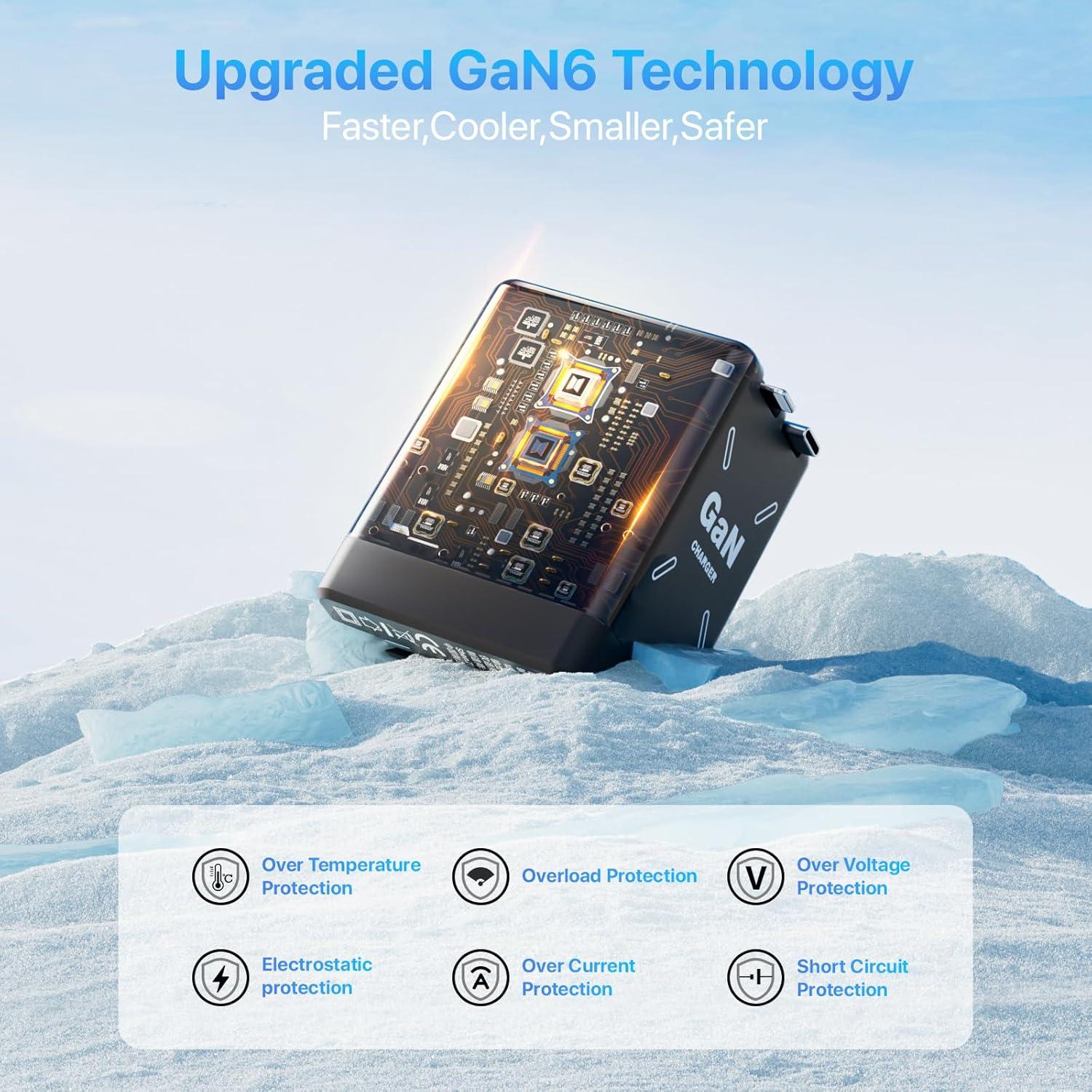 Cargador de Pared Retráctil 2 en 1 35W USB-C iPhone LG Pixel