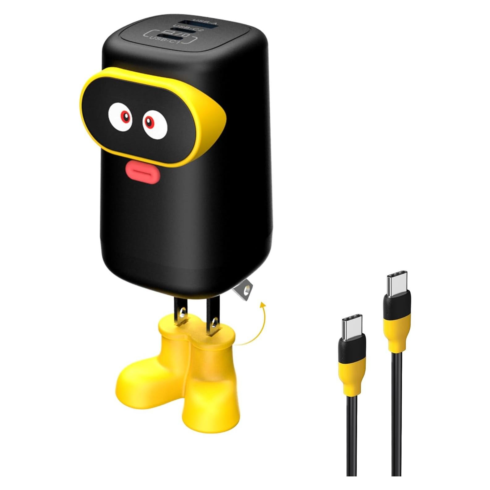 Cargador USB-C Vemo 65W Plegable con 3 Puertos - Negro