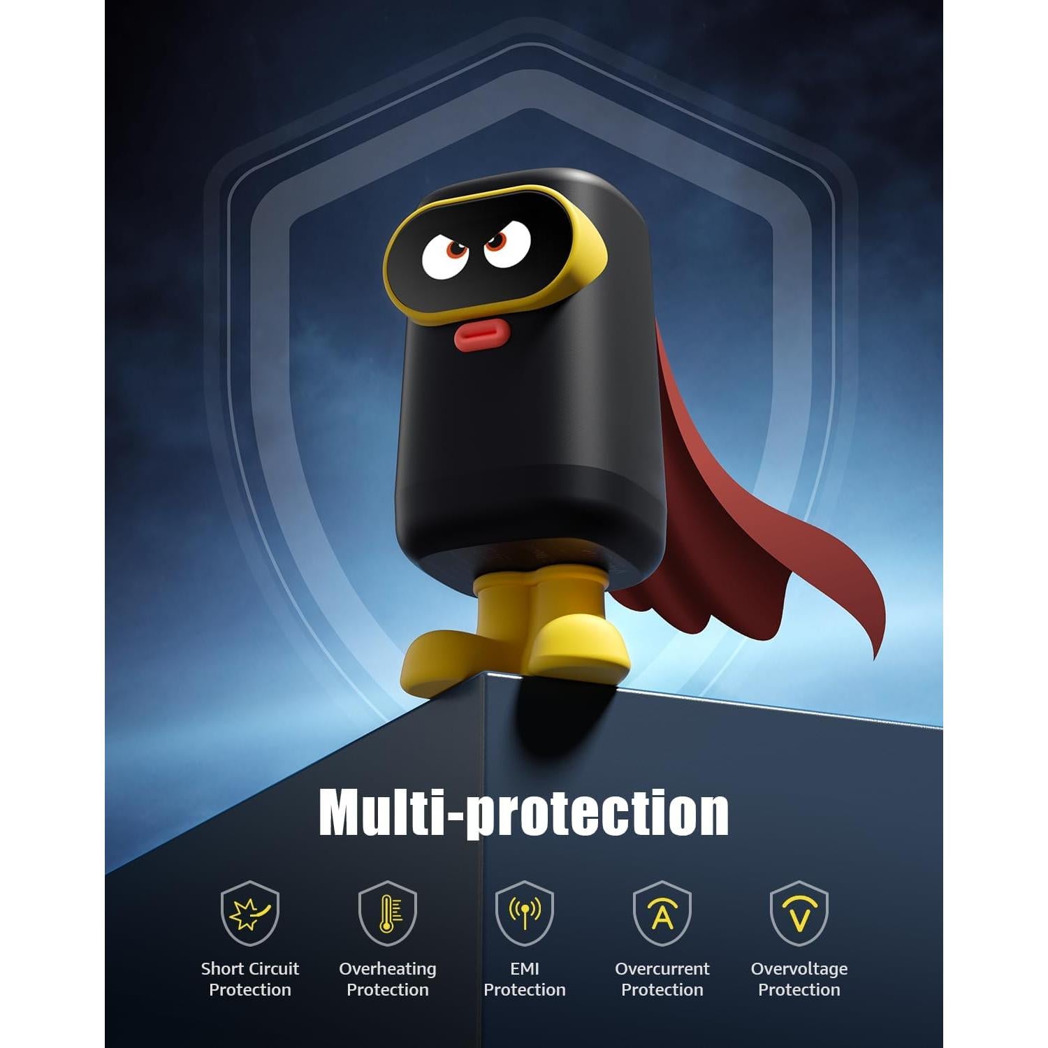 Cargador USB-C Vemo 65W Plegable con 3 Puertos - Negro