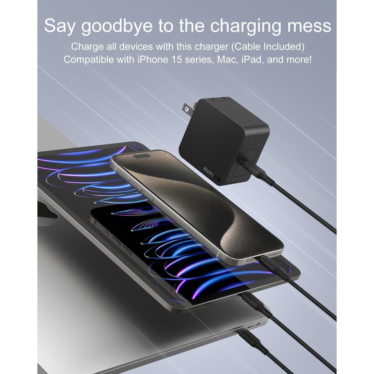 Cargador USB-C Nekteck 60W GaN Carga Rápida Plegable