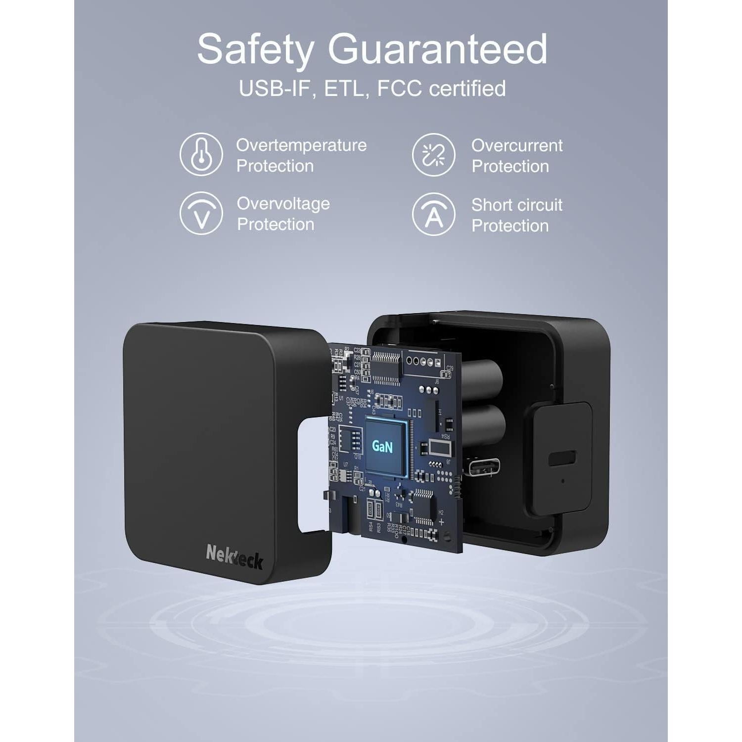 Cargador USB-C Nekteck 60W GaN Carga Rápida Plegable
