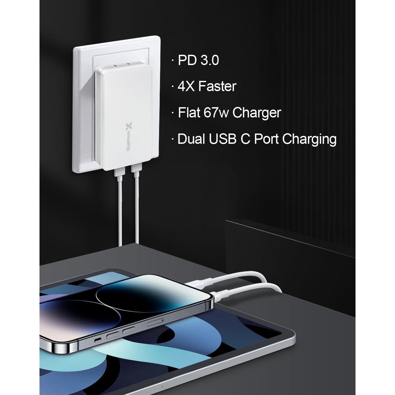 Cargador de Pared USB C 67W Hyphen-X Blanco Compacto