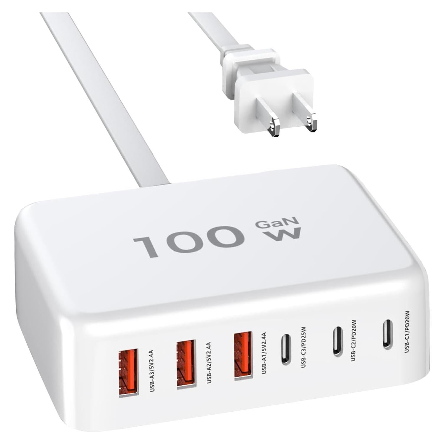 Cargador Rápido USB C 100W BenKri 6 Puertos Adaptador