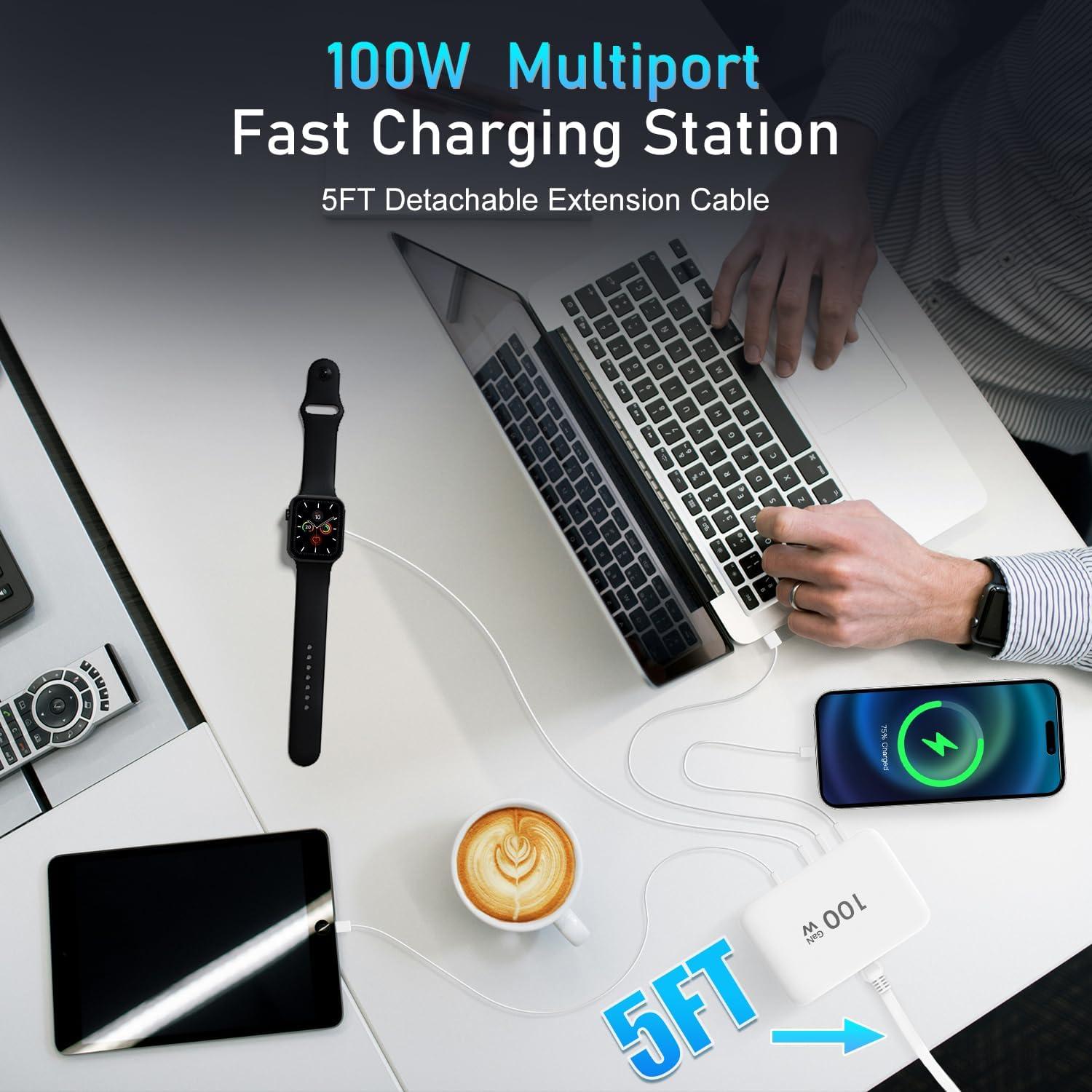 Cargador Rápido USB C 100W BenKri 6 Puertos Adaptador