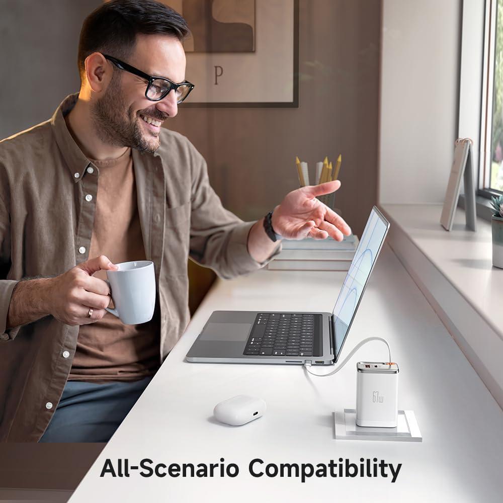 Cargador Mcdodo 67W USB C Plegable con Cable Retráctil Blanco