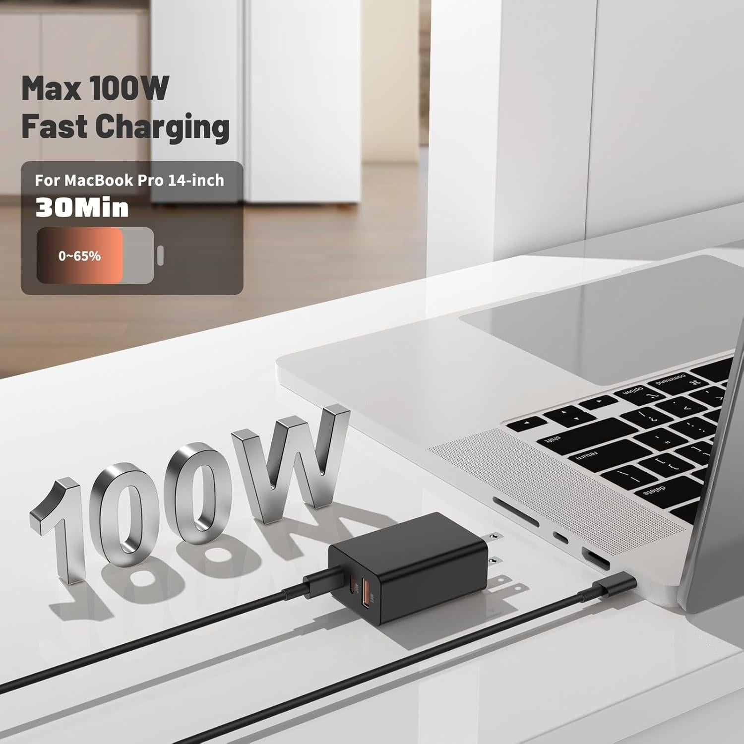 Cargador de Pared USB C 100W SHENZHEN - 3 Puertos PD+QC