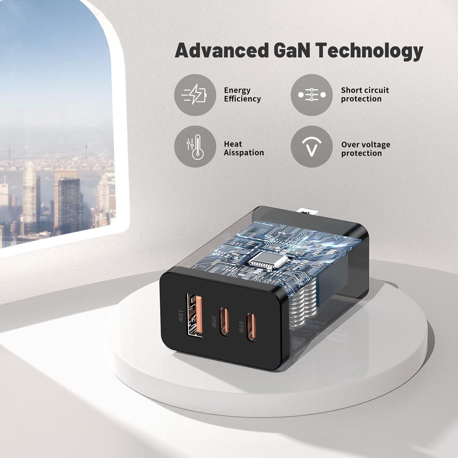 Cargador de Pared USB C 100W SHENZHEN - 3 Puertos PD+QC