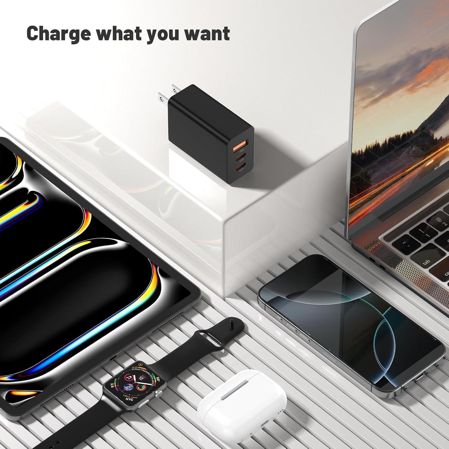 Cargador de Pared USB C 100W SHENZHEN - 3 Puertos PD+QC