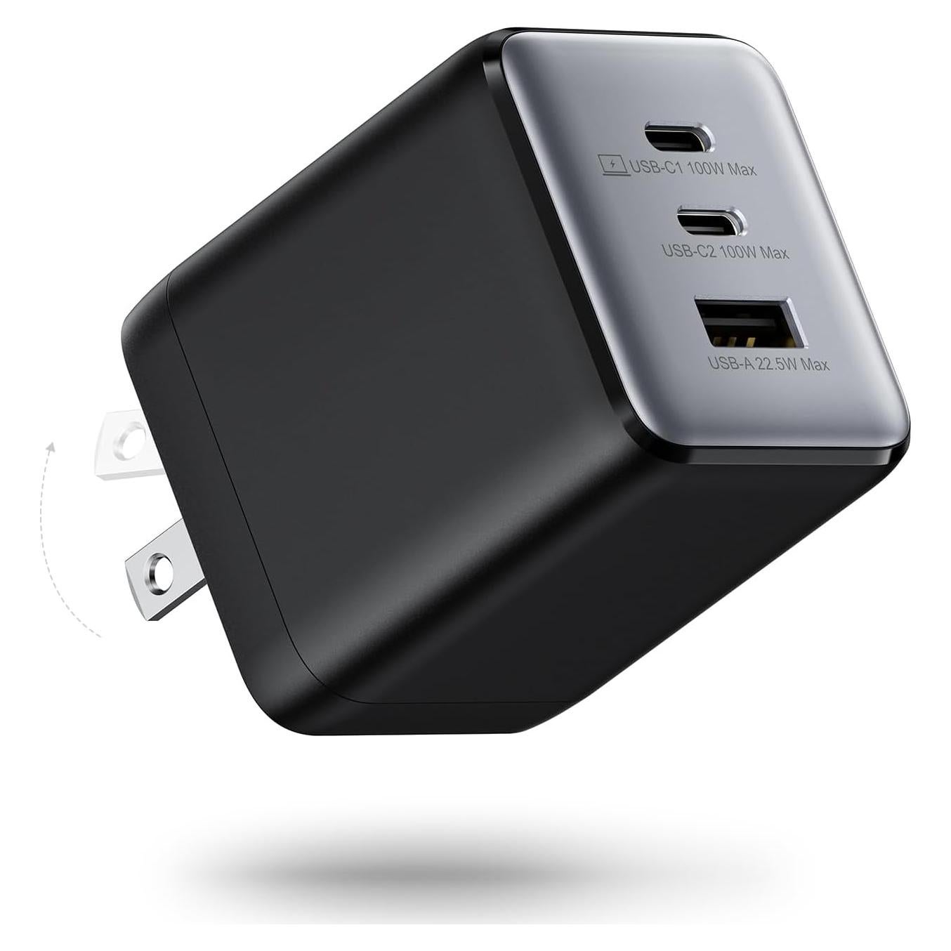 Cargador USB C 100W wegear Plegable 3 Puertos Negro